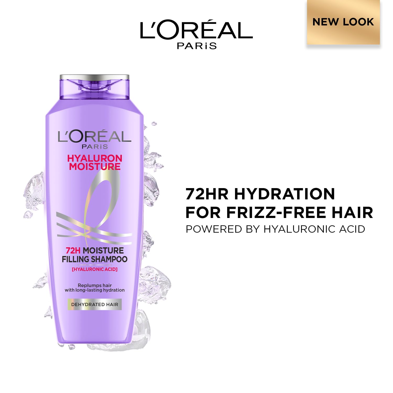 L'Oreal Paris Moisture Filling Shampoo, With Hyaluronic Acid, For Dry & Dehydrated Hair, Adds Shine Bounce, Hyaluron 72H, 340Ml. Loreal Paris