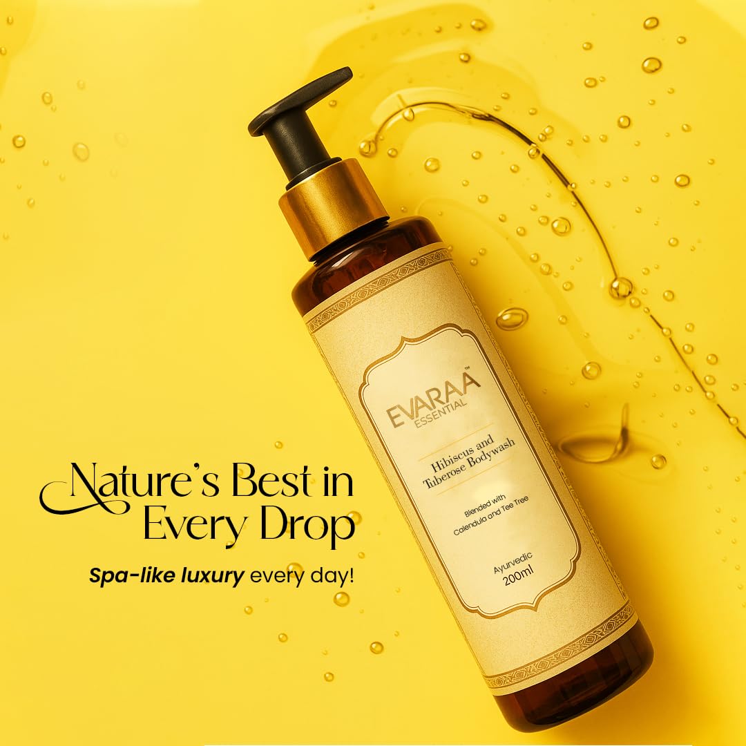 Evaraa Essential Hibiscus and Tuberose Bodywash 200 ml - Natural Bodywash | Moisturizing Wash | Body Care evaraa