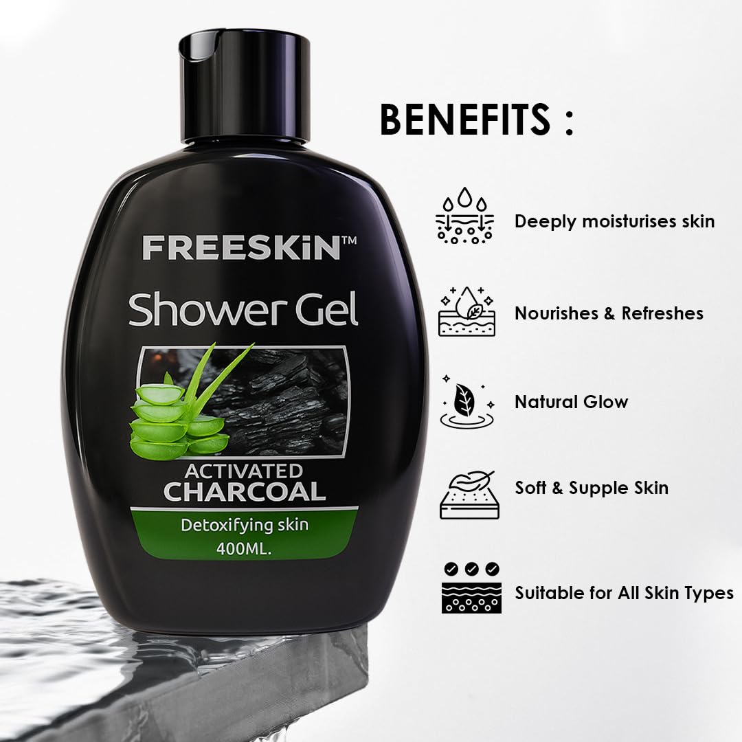 Freeskin Activated Charcoal Shower Gel 400ML freeskin