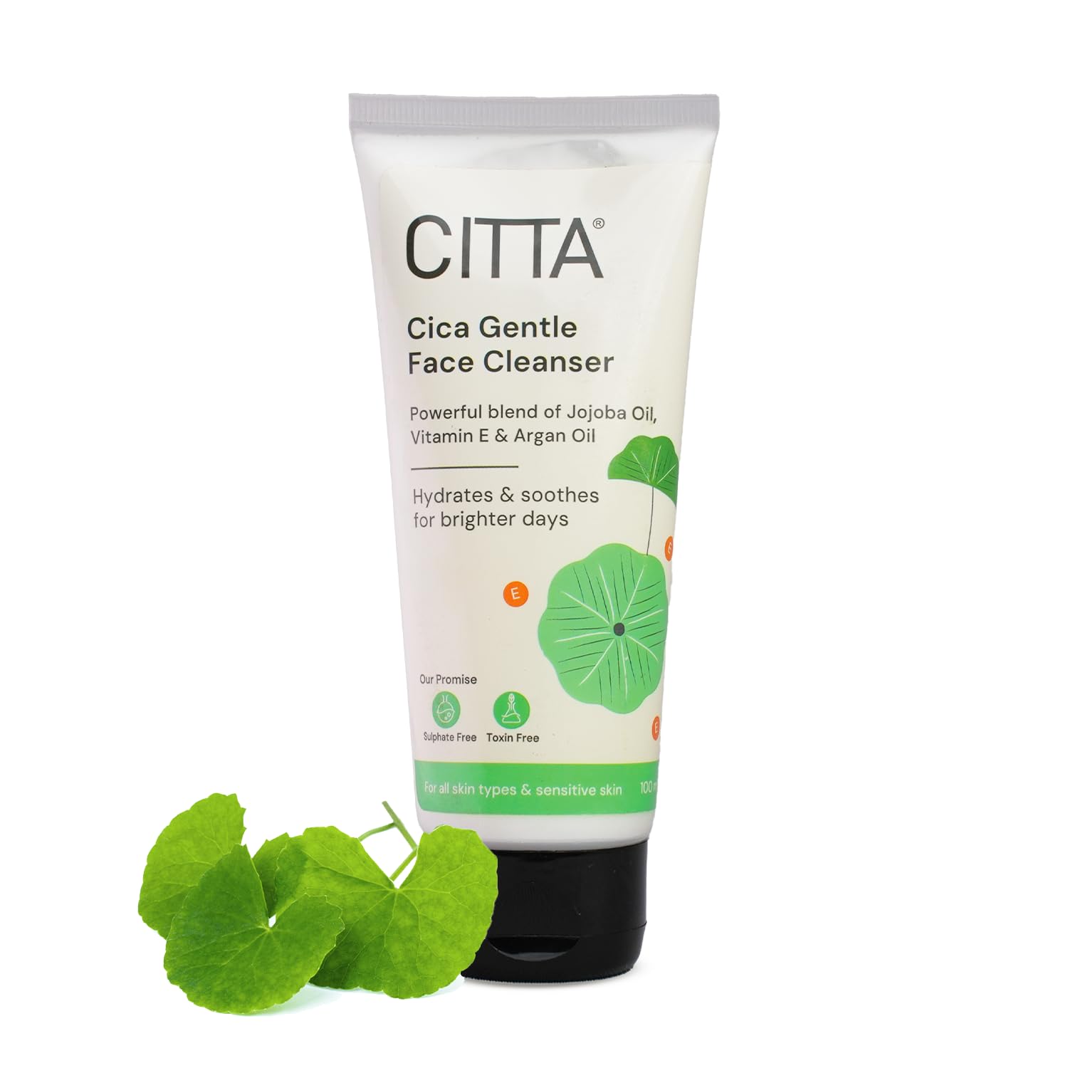 CITTA Cica Gentle Face Cleanser – Brightening, Non-Drying Face Wash for Dry, Sensitive & Combination Skin – With Jojoba Oil, Vitamin E & Argan Oil – Gentle & Hydrating – For Men & Women – 100ml CITTA