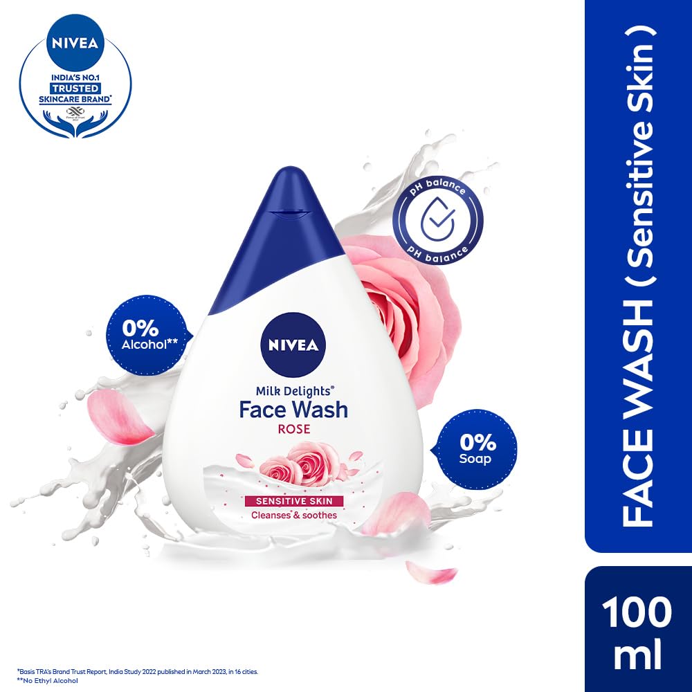 Nivea Milk Delights Face Wash With Rose For Sensitive Skin, 100 ml NIVEA