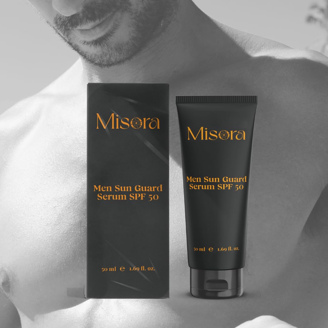 Misora Men Sun Guard Serum SPF 50 With Aloevera & Vitamin E | Ultra-Light, Oil-Control Formula | Water-Resistant & No White Cast | SPF Protection for Oily, Normal, Sensitive & Combination Skin | 50ml MISORA