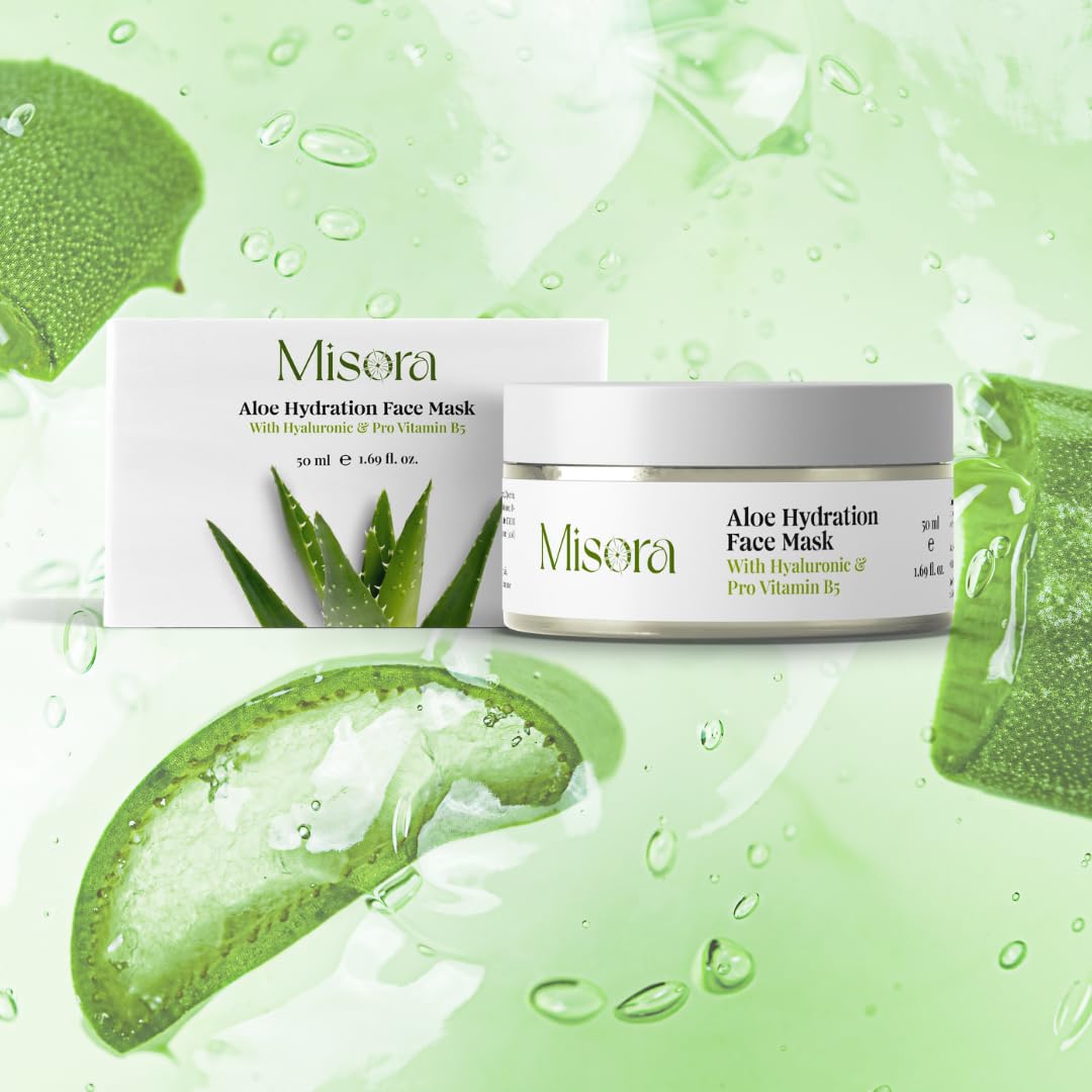Misora Aloe Hydration Face Mask With Aloevera, Hyaluronic & Vitamin B5 | Deep Moisture, Skin Repair & Radiant Glow | Aloe Vera Face Mask Perfect For Dry, Sensitive, Oily & Combination | 50ml MISORA