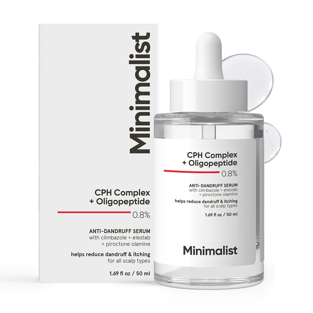 Minimalist Anti-Dandruff Hair Serum for Scalp | Pre Shampoo Treatment with CPH Complex & Oligopeptide 0.8% | With Elestab Advanced Anti Dandruff Molecule | For Women & Men | 50ml Minimalist