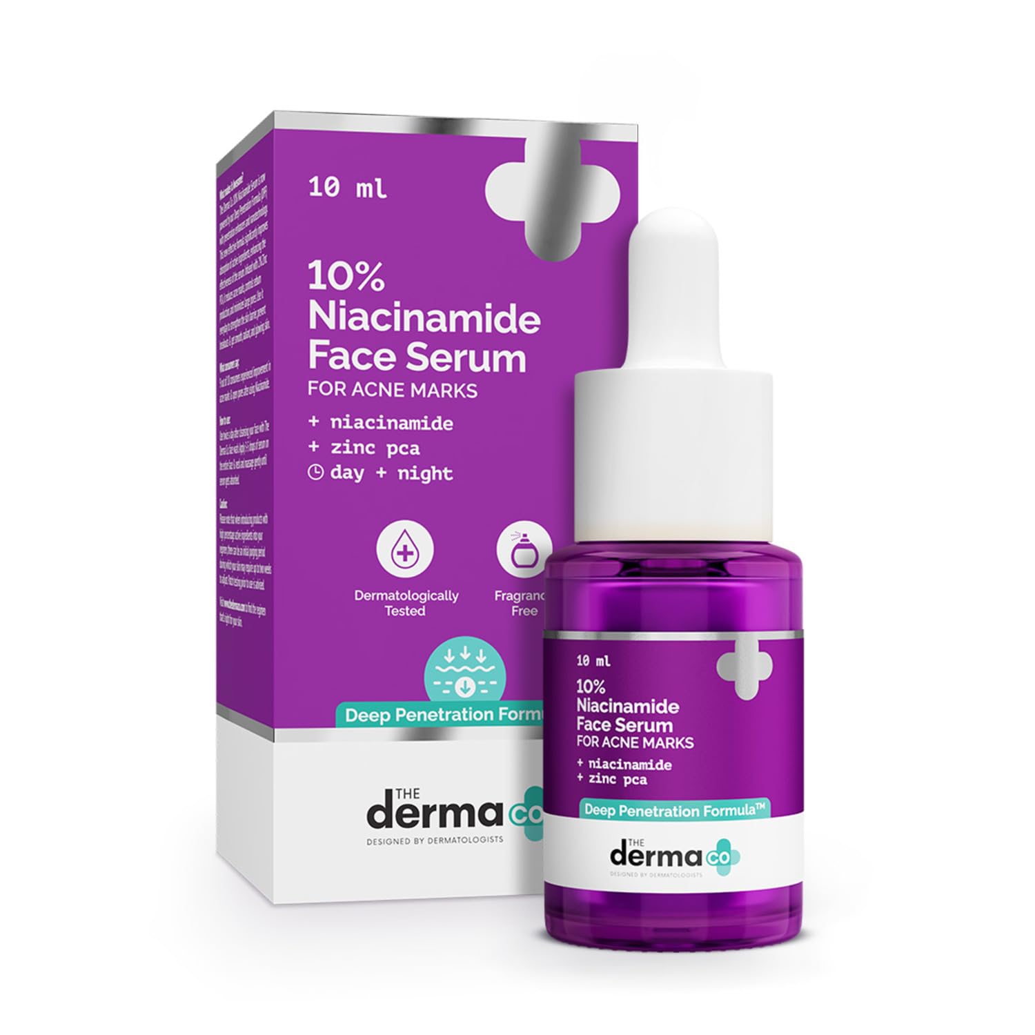 The Derma Co 10% Niacinamide Serum with 2% Zinc, Powered by Deep Penetration Formula™ | Fades Acne Marks, Controls Oil & Reduces Dark Spots | 10 ml Beauty Bumble