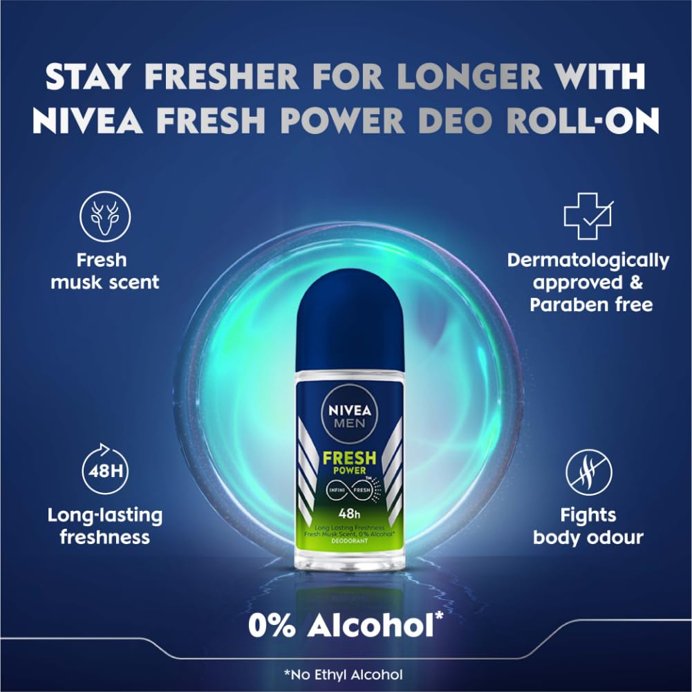 NIVEA MEN Fresh Power Roll-On Deodorant (50ml) NIVEA