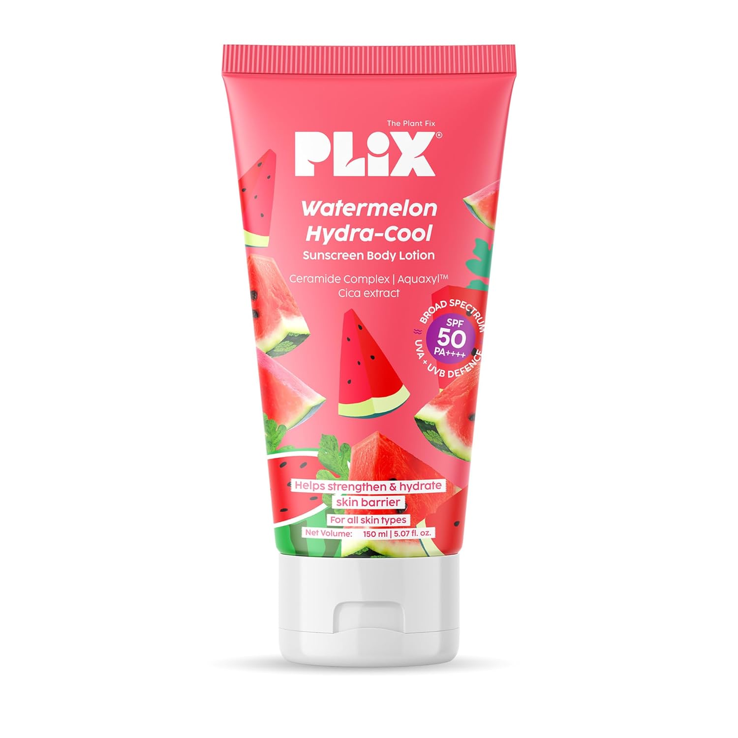 Plix Watermelon Hydra-Cool Sunscreen Body Lotion SPF 50 | PA++++ 150ml PLIX