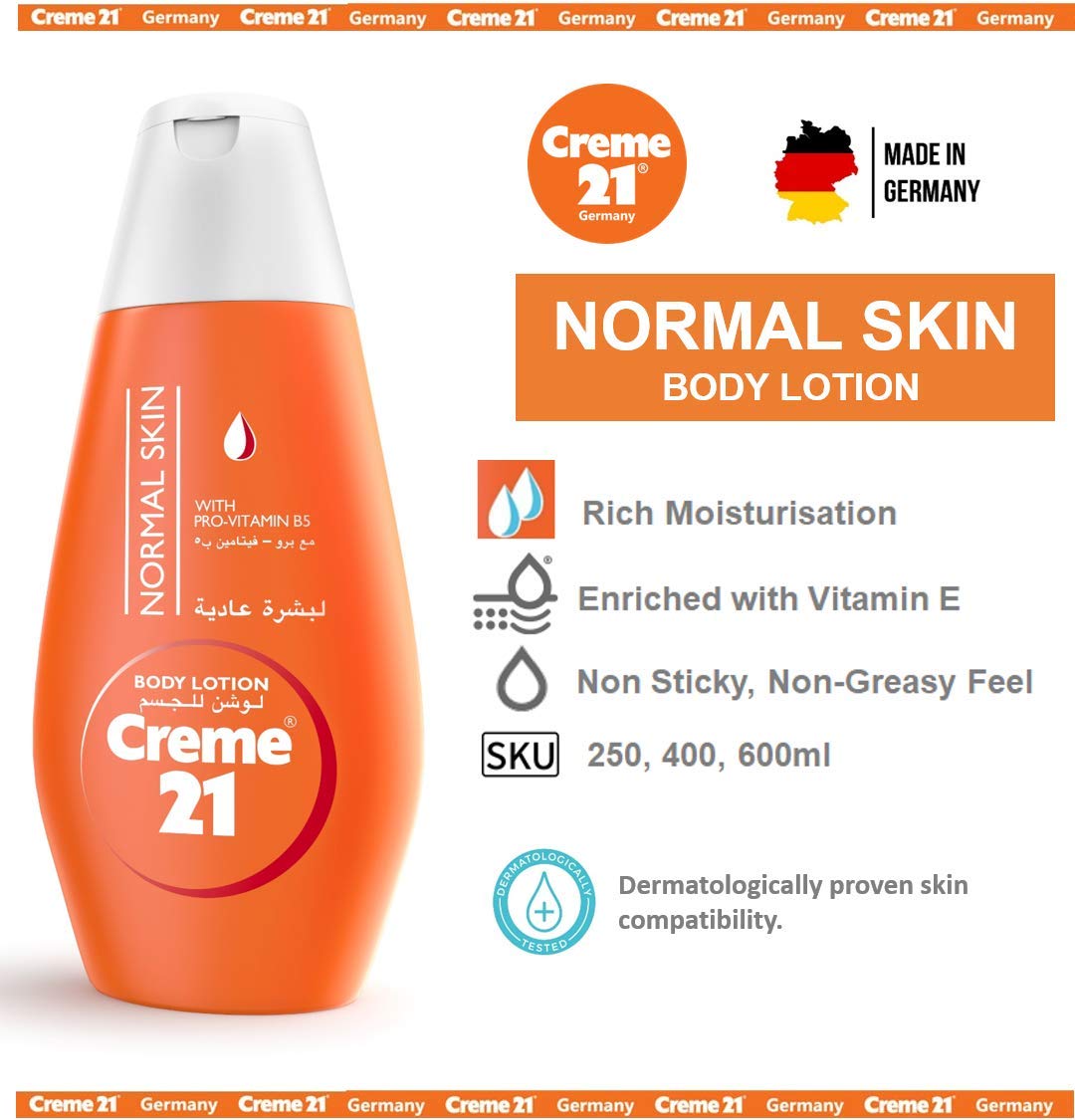 Creme21 Body Lotion for Normal Skin with Pro-Vitamin B5 for All Skin, 250 ml Creme21