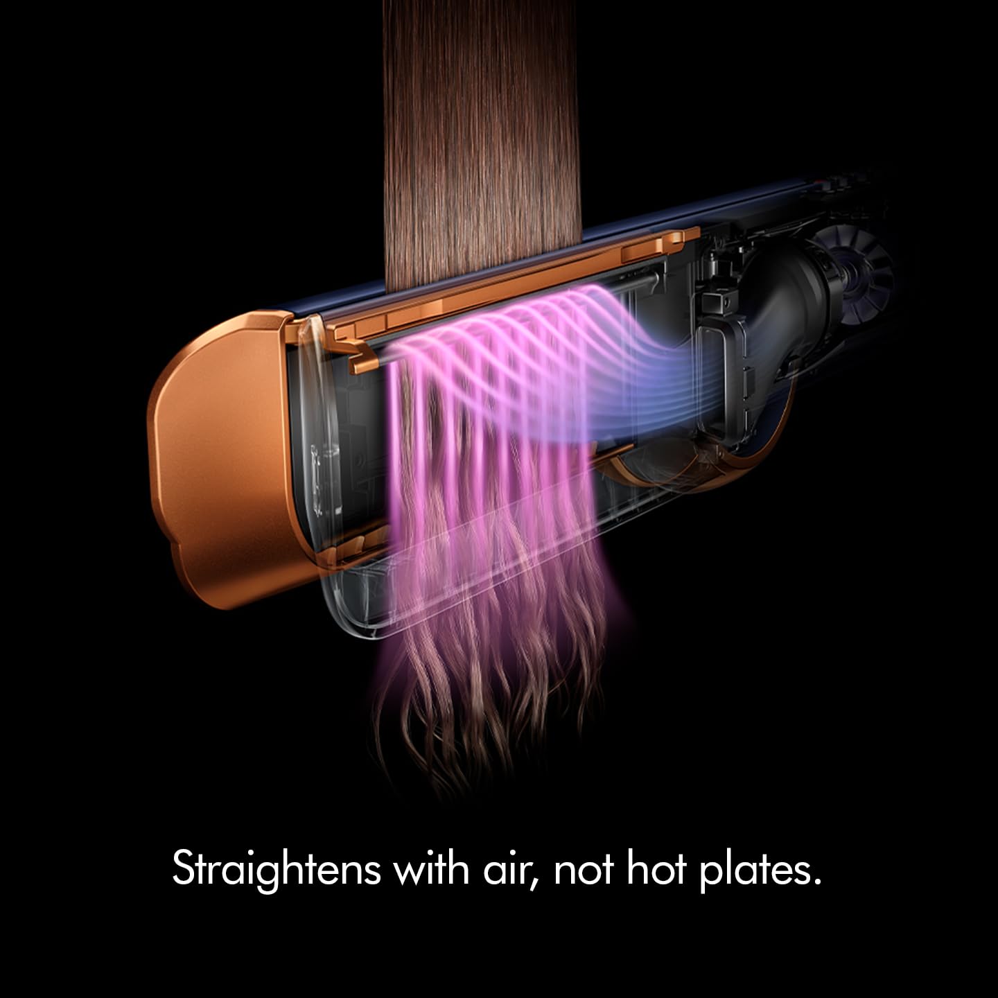 Dyson Airstrait™ Straightener| Wet to Dry Straightener| No Heat Damage| 2 in 1 Straightening| Saves Time| Natural Straight Look|Uses Air| No Hot Plates| Dry & Straighten| Volumunious & Shiny Hair | 3 Modes (Prussian Blue/ Rich Copper) Dyson
