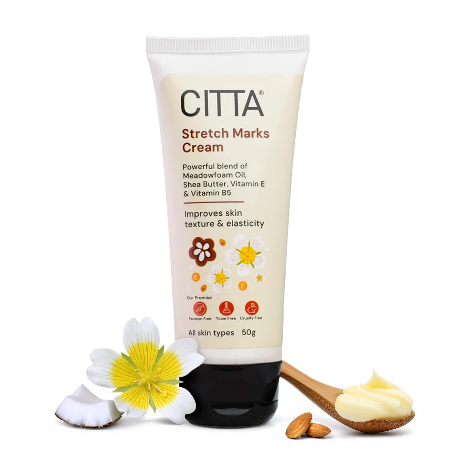 CITTA Stretch Marks Removal Cream – Best Cream for New & Old Marks – Repairs Skin & Scar Tissue – Deeply Moisturizes with Vitamin E & Meadowfoam Oil – For Women & Men – All Skin Types – 50g CITTA