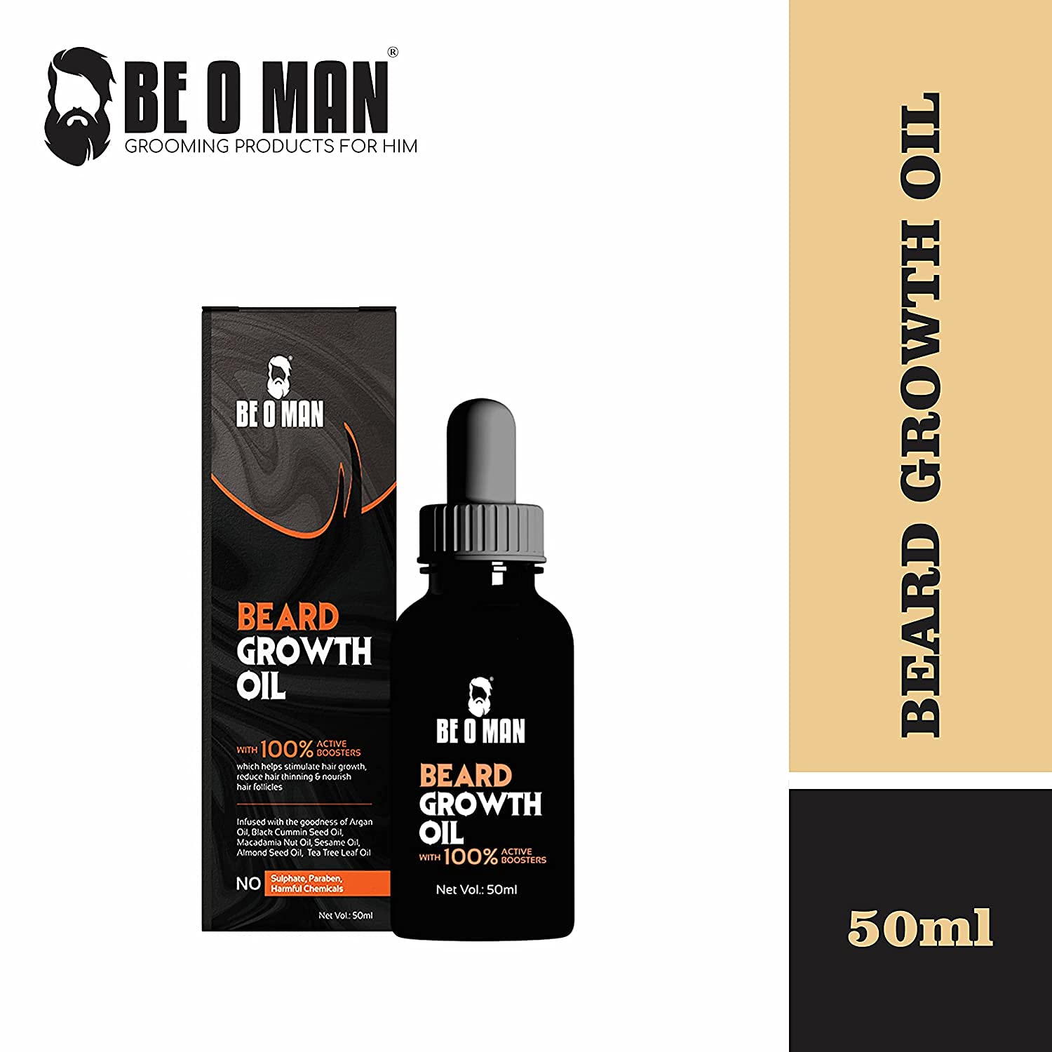 BE O MAN Beard Growth Oil with 100% Active Boosters  50 ml Be O Man