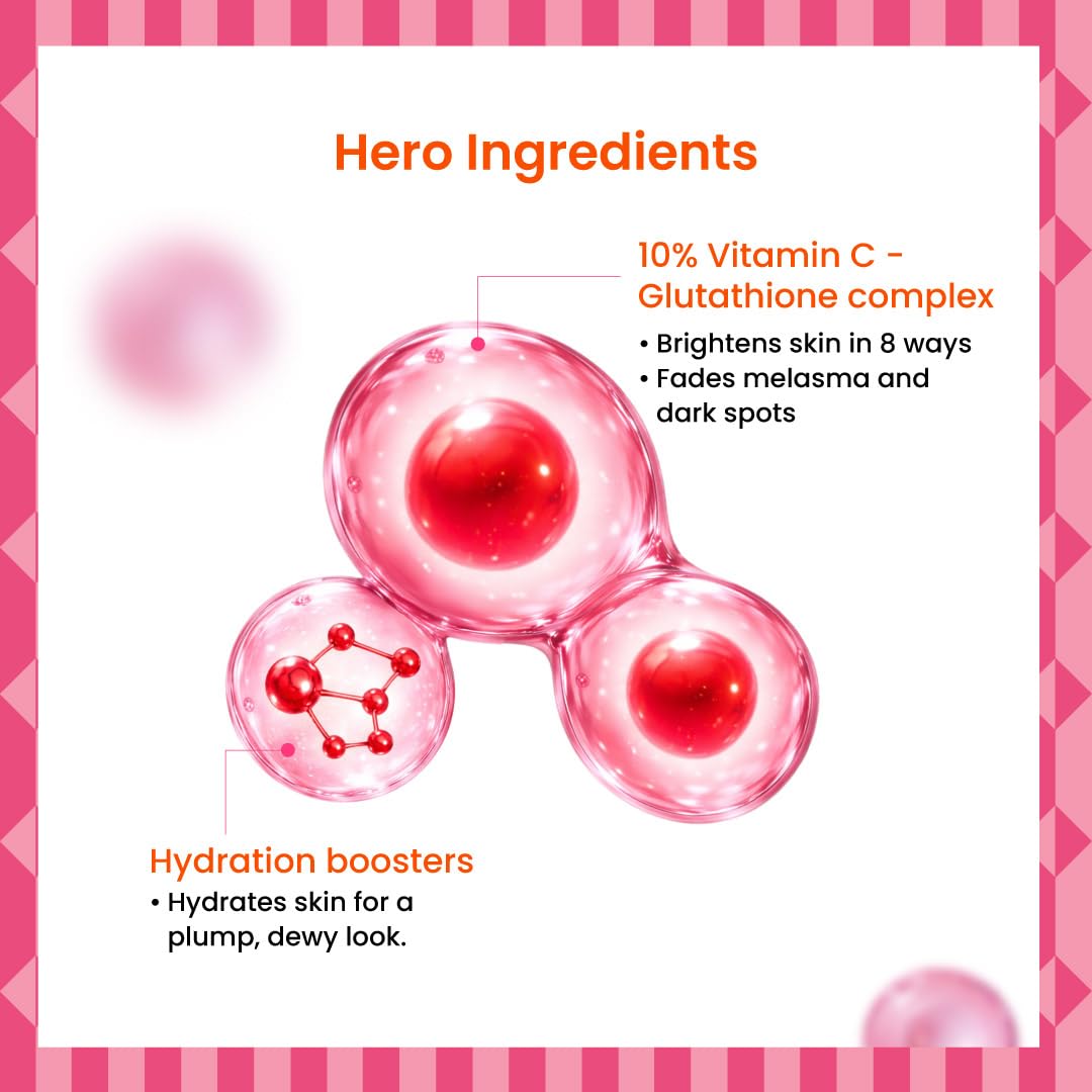 Foxtale 10% Vitamin C + Glutathione Complex Serum, Brightens skin in 3 days, Fades melasma & dark spots, Evens Skin tone, Gentle & Non-irritating, For All Skin types, Men & Women FOXTALE