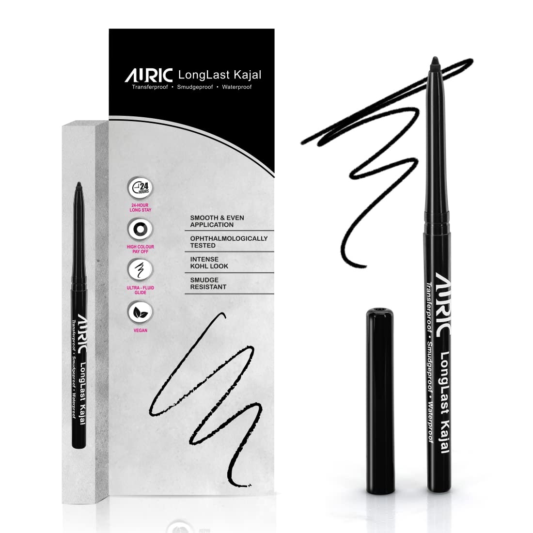 AURIC Eyeliner LongLast Kajal, Ebony Black (0.35 gm) BEAUTY BUMBLE