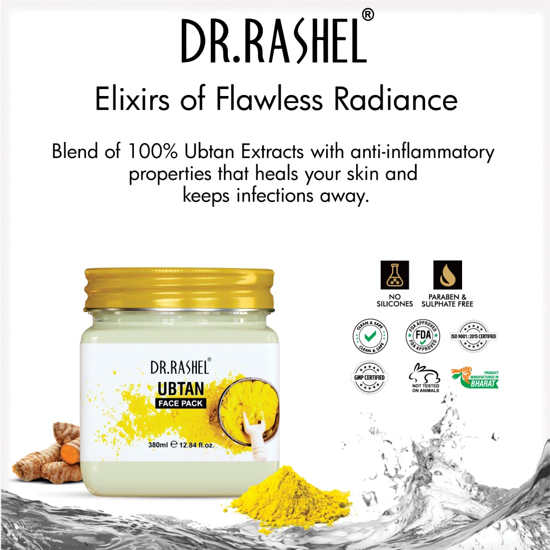 DR.RASHEL Ubtan Face Pack | Haldi |for Glowing Skin, Oil Control, Acne, Pimples, Blemishes, Pigmentation & Brightening, Face Cleansing for Face & Body (380 Ml) Dr. Rashel