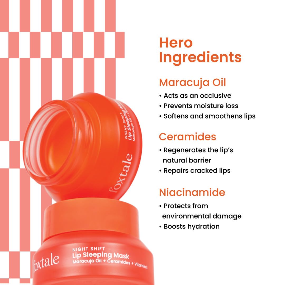 Foxtale Lip Sleeping Mask | With Maracuja Oil, Ceramides & Vitamin E | Repairs Dry, Cracked Lips Overnight | Cushions, Plumps & Hydrates | Tastes Like Watermelon | For All Skin Types FOXTALE