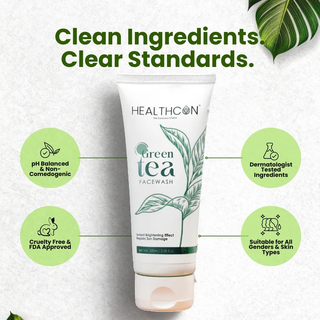 Green Tea Facewash: Refreshing Aqua, Gentle Green Beads, Soothing Oatmeal Scrub, Enriched with Green Tea Extract and Menthol - Gender-Neutral, Toxic-Chemical-Free- 100ml Beauty Bumble