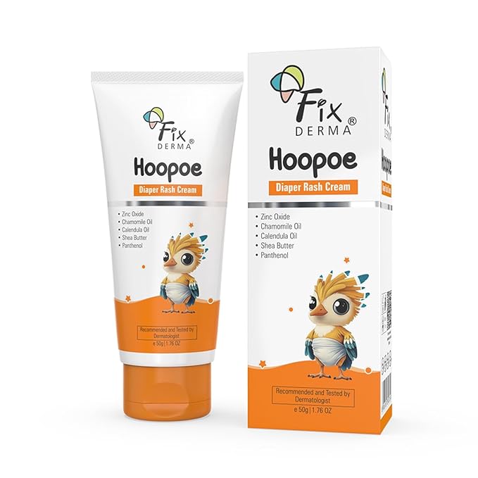 Fixderma Hoopoe Diaper Rash Cream for baby with Zinc Oxide & Panthenol | Prevent Rashes, Redness & Irritation | Baby Rash Cream | Dermatologist Tested (50G) FIX DERMA
