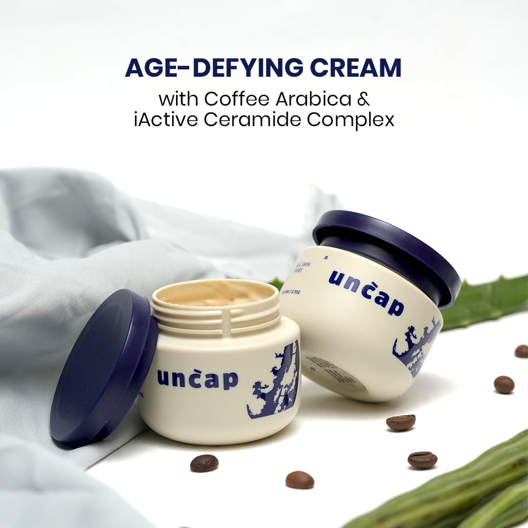 Uncap Age‑Defying Cream 80 g | Coffee Arabica + iActive Ceramide Complex | Firms Skin, Hydrates & Helps Reduce Fine Lines & Wrinkles Uncap