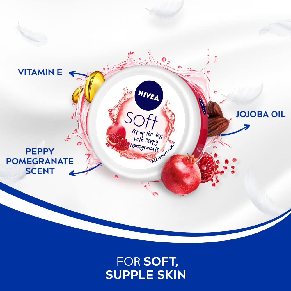 NIVEA SOFT LIGHT MOISTURIZER PEPPY POMEGRANATE  100ML NIVEA