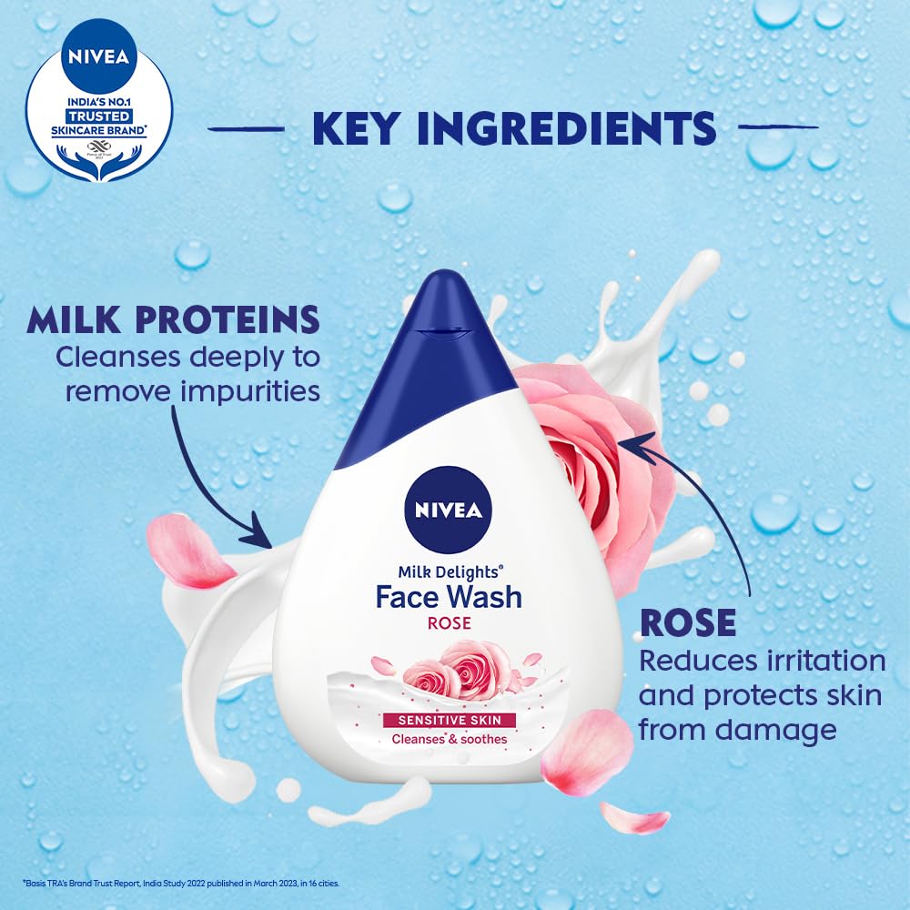 Nivea Milk Delights Face Wash With Rose For Sensitive Skin, 100 ml NIVEA