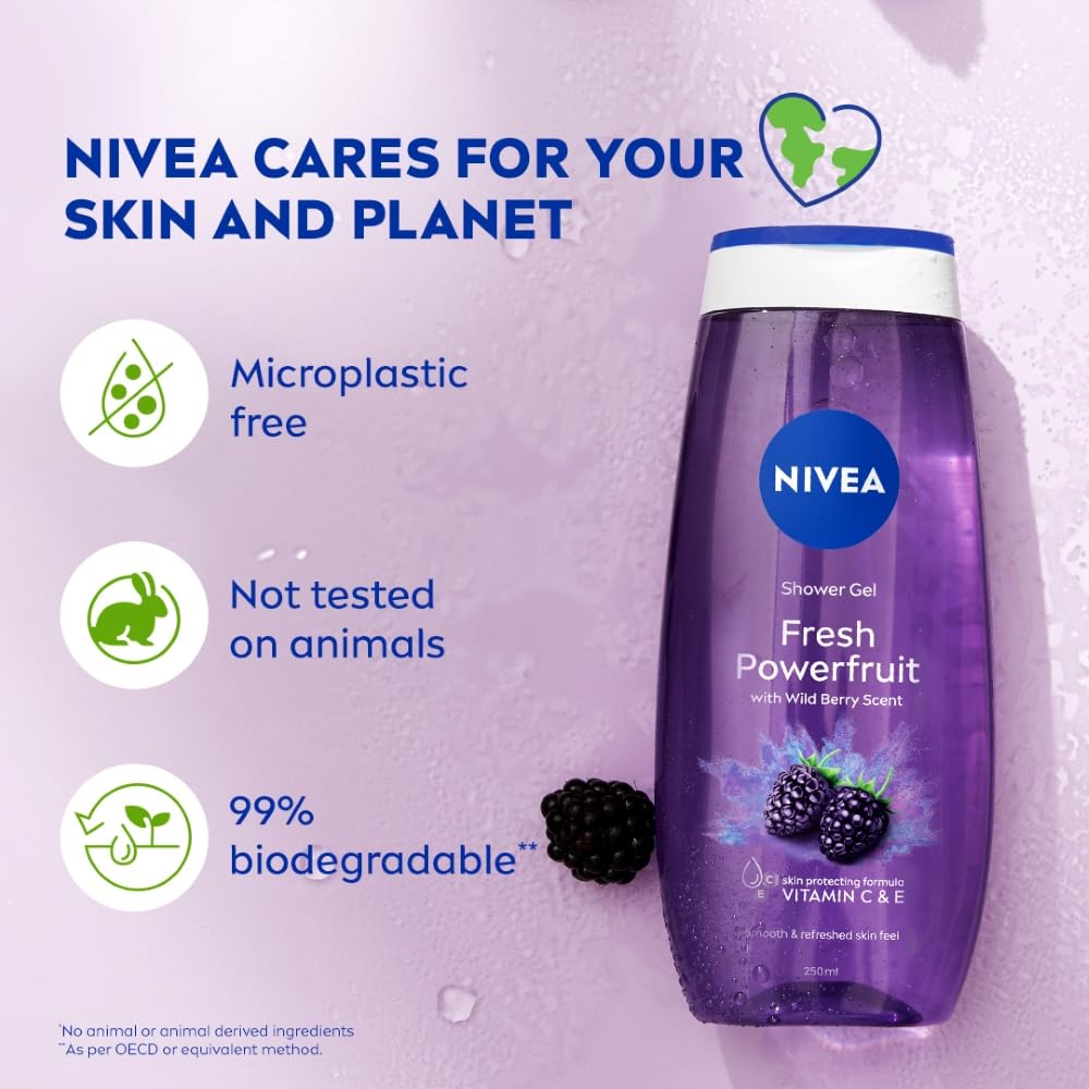 NIVEA Body Wash, Fresh Powerfruit Shower Gel, 250 ml NIVEA