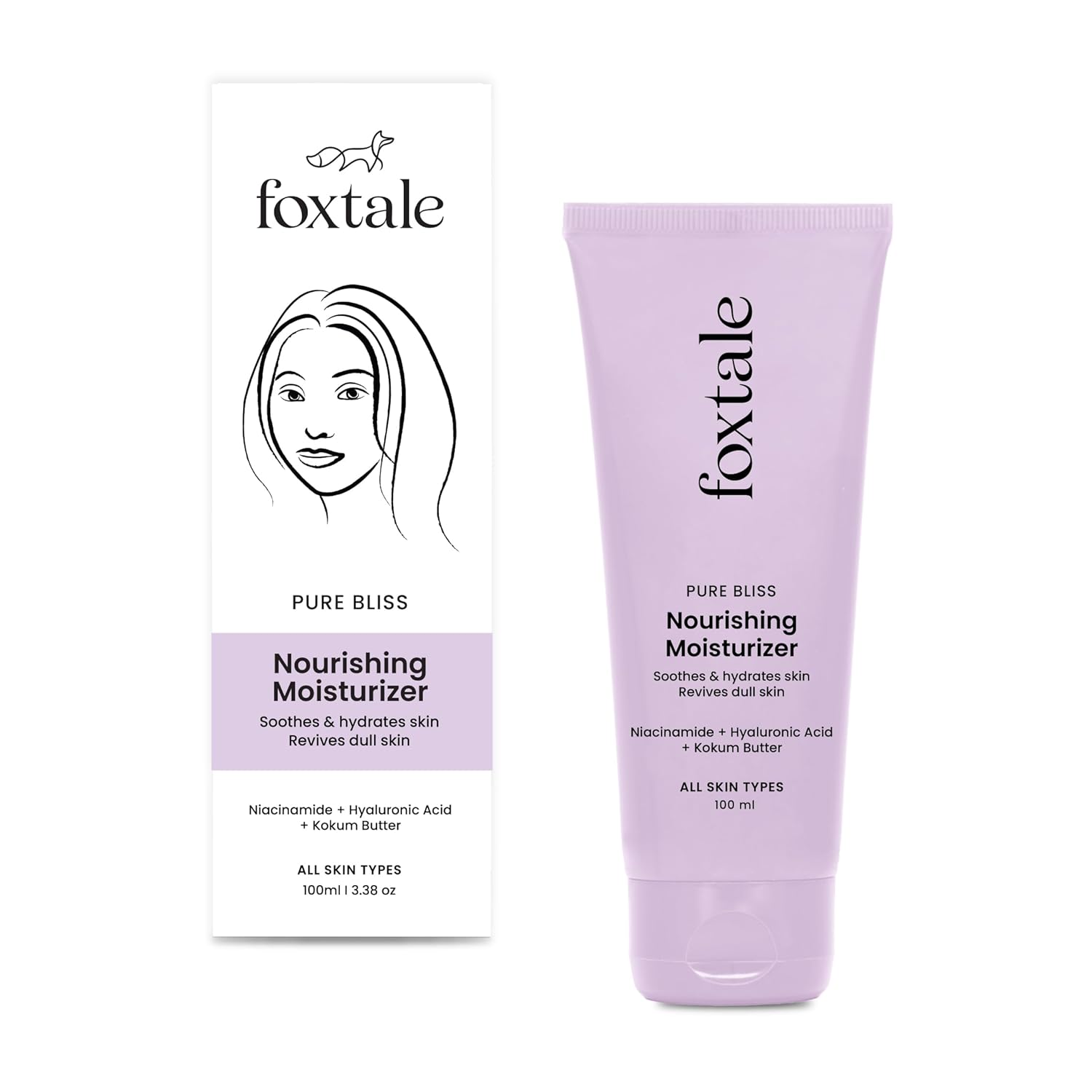 Foxtale Nourishing Face Moisturizer with Niacinamide for 24 Hr Hydration, Lightweight & Non-Sticky, For Soft & Glowing Skin, Men & Women, All Skin Types, 100 ml FOXTALE