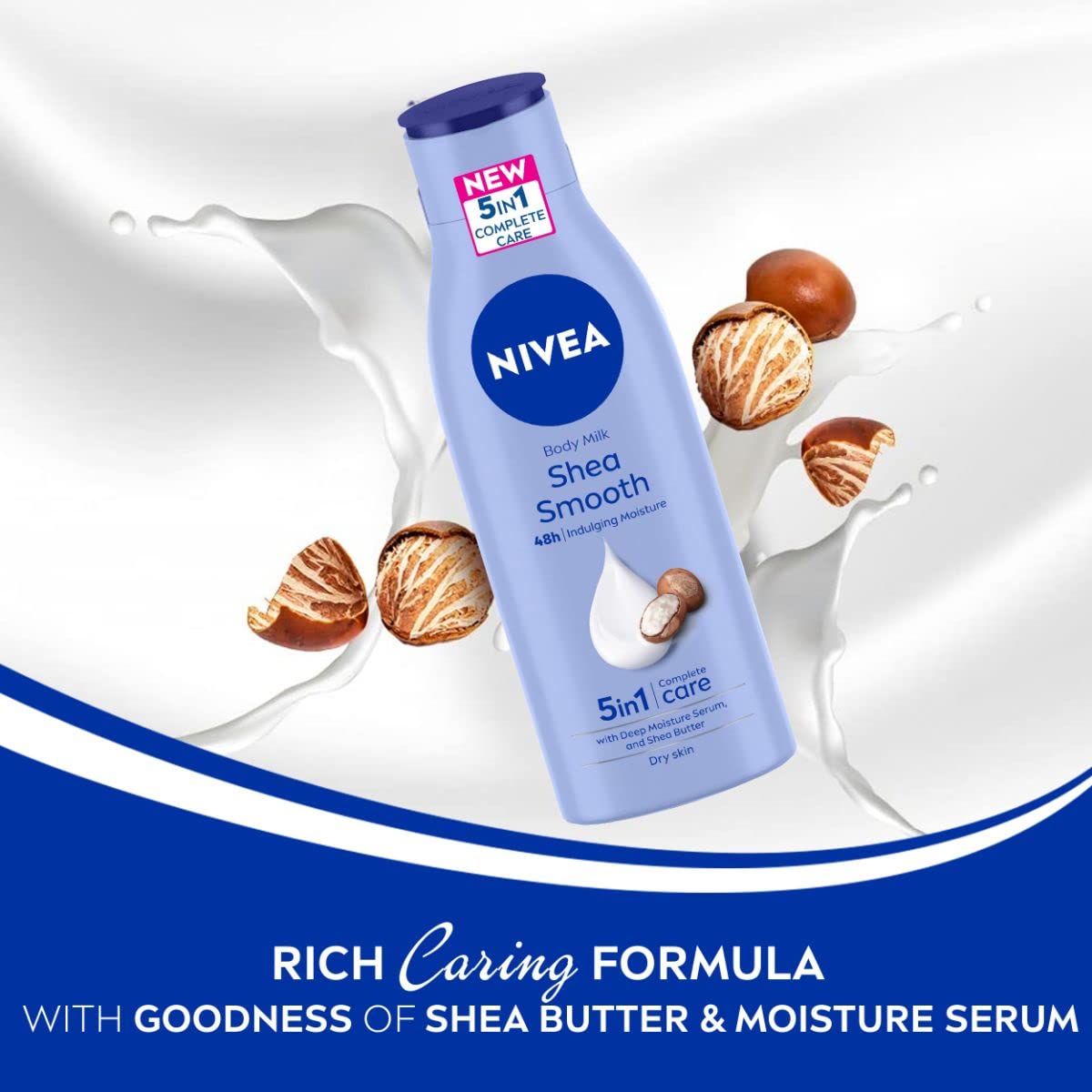 NIVEA Shea Smooth 200ml Body Lotion | 48 H Moisturization | With Deep Moisture Serum & Shea Butter | Non Greasy & Healthy Looking Skin |For Dry Skin NIVEA