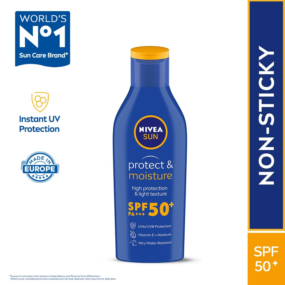 NIVEA SUN Protect and Moisture 75ml SPF 50 Advanced Sunscreen for Instant Protection| PA+++ UVA - UVB Protection System| Vitamin E + Moisture| Very Water Resistant| For Men & Women NIVEA