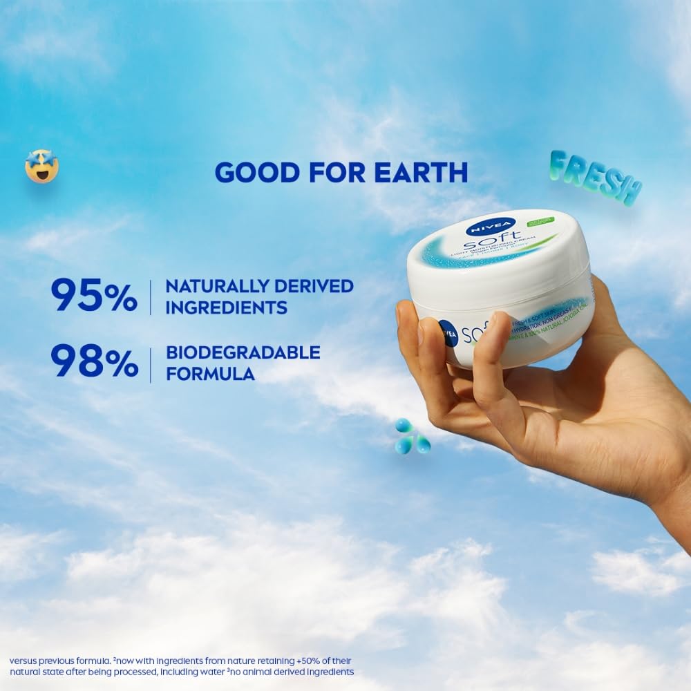 NIVEA Soft Light Moisturizer For Face, Hand & Body, Instant Hydration, Non-Greasy Cream With Vitamin E & Jojoba Oil, 50ml NIVEA