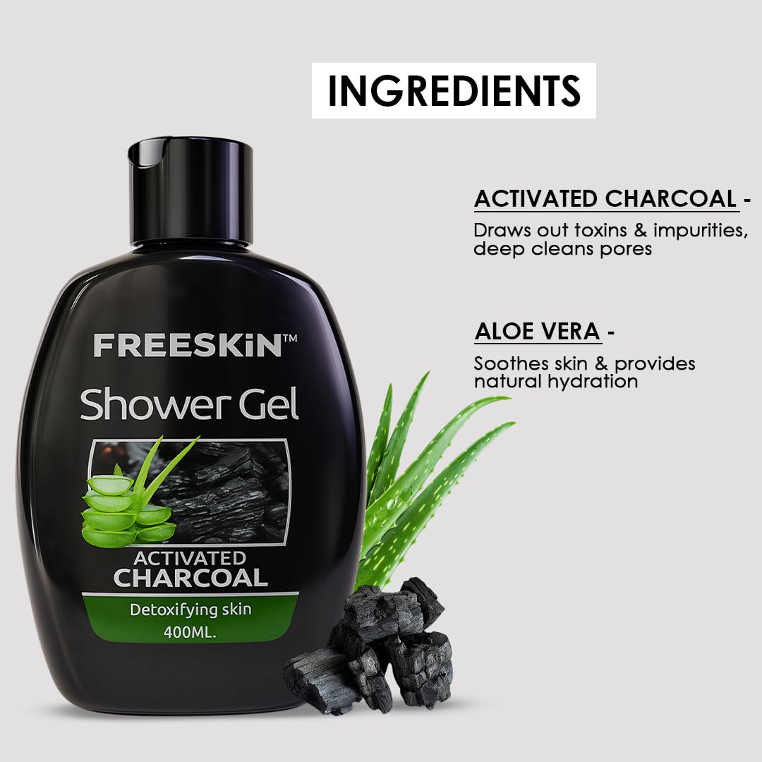 Freeskin Activated Charcoal Shower Gel 400ML freeskin