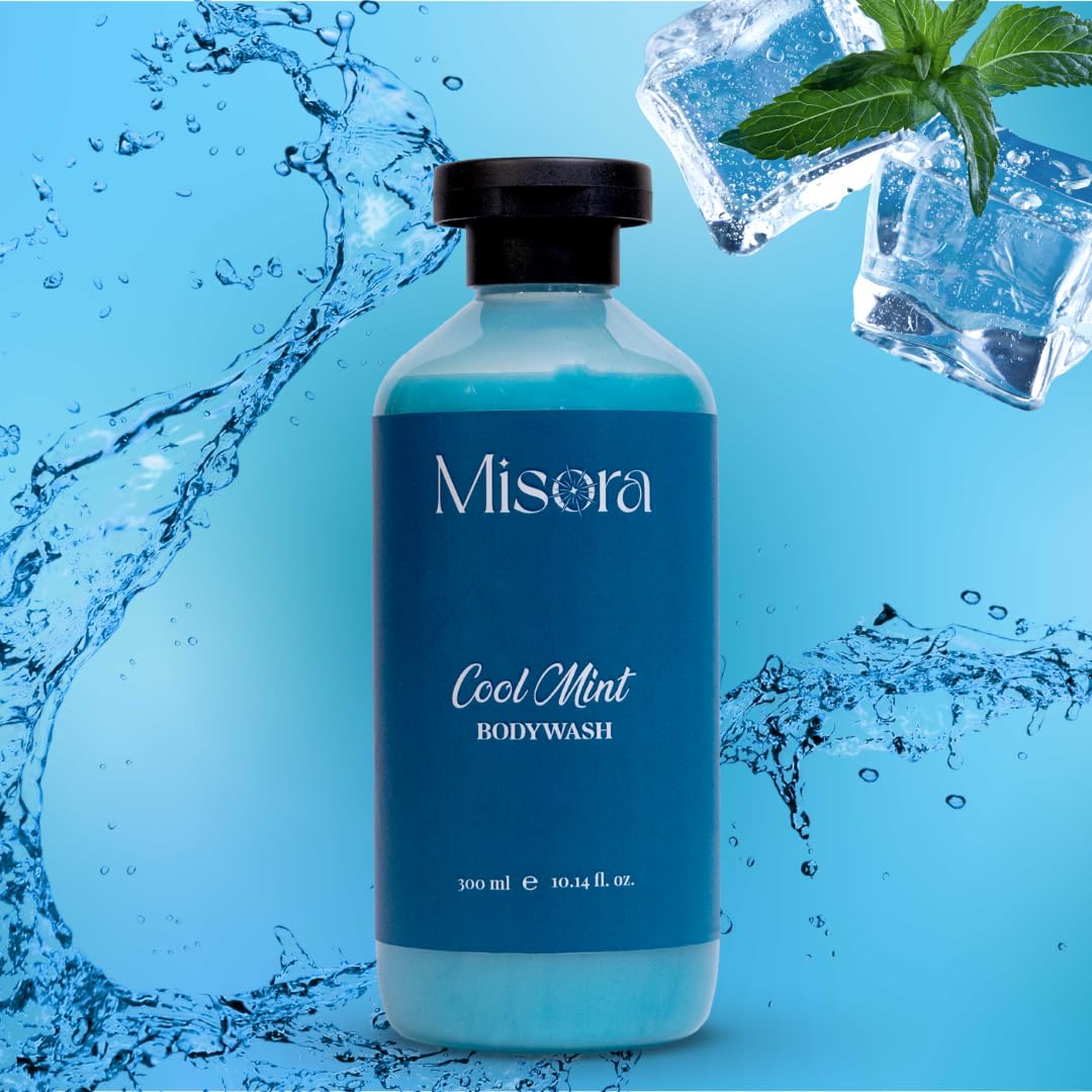Misora Cool Mint Bodywash | Deep Gentle Cleansing Hydrates Refreshment Skin Body Wash with Mint, White Hazel, Lavender & Olive Oil For Radiant Glow & Moisturised Skin For Men & Women | 300ml MISORA