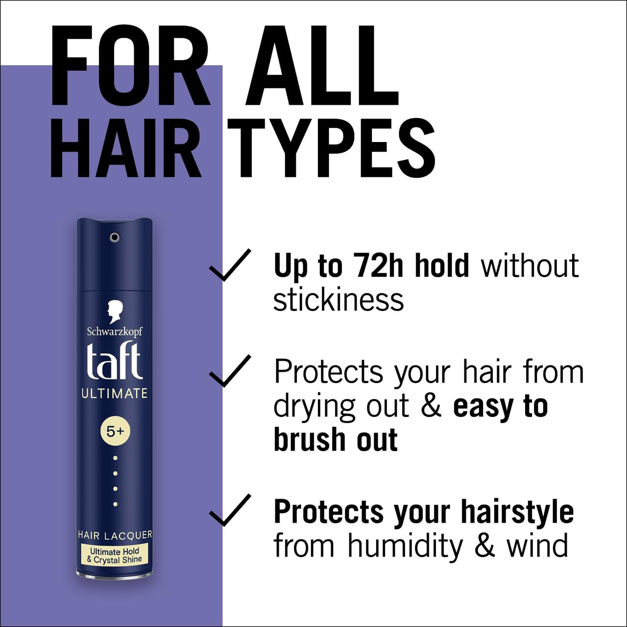 SCHWARZKOPF taft ULTIMATE 5+ Hair Lacquer  Frizz control Hair Spray 250ML Schwarzkopf