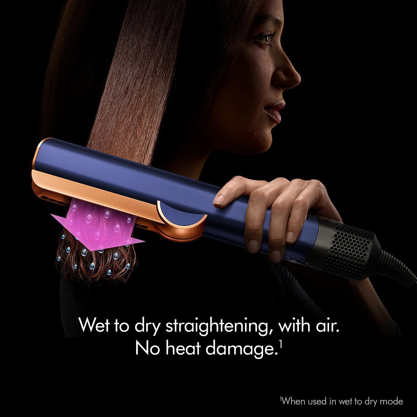 Dyson Airstrait™ Straightener| Wet to Dry Straightener| No Heat Damage| 2 in 1 Straightening| Saves Time| Natural Straight Look|Uses Air| No Hot Plates| Dry & Straighten| Volumunious & Shiny Hair | 3 Modes (Prussian Blue/ Rich Copper) Dyson
