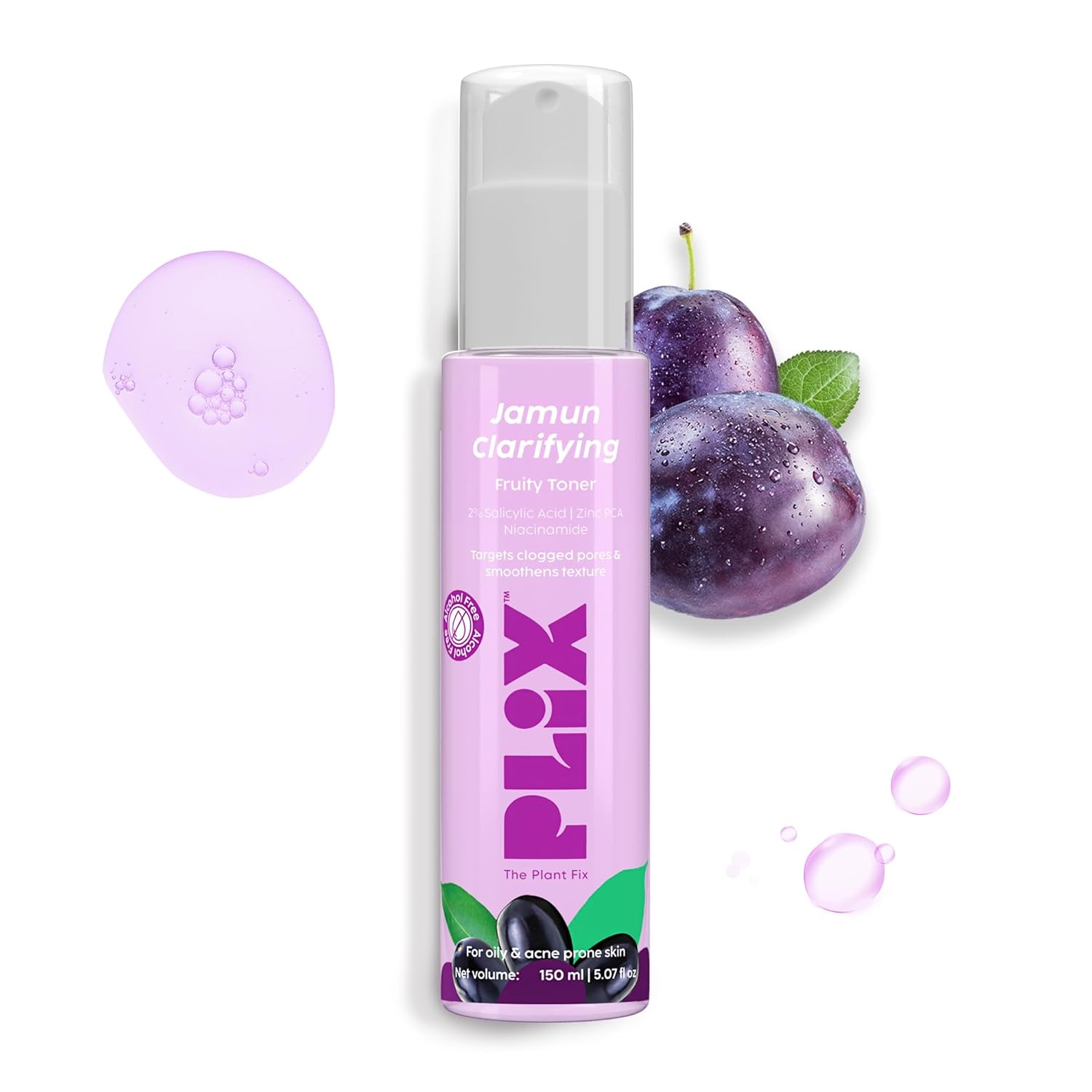 PLIX - THE PLANT FIX Jamun Clarifying Fruity Toner (150 Ml)|With Niacinamide & Jamun Extract|Targets Clogged Pores & Smoothens Skin|For Oily & Acne Prone Skin|Alcohol Free, For Women & Men PLIX