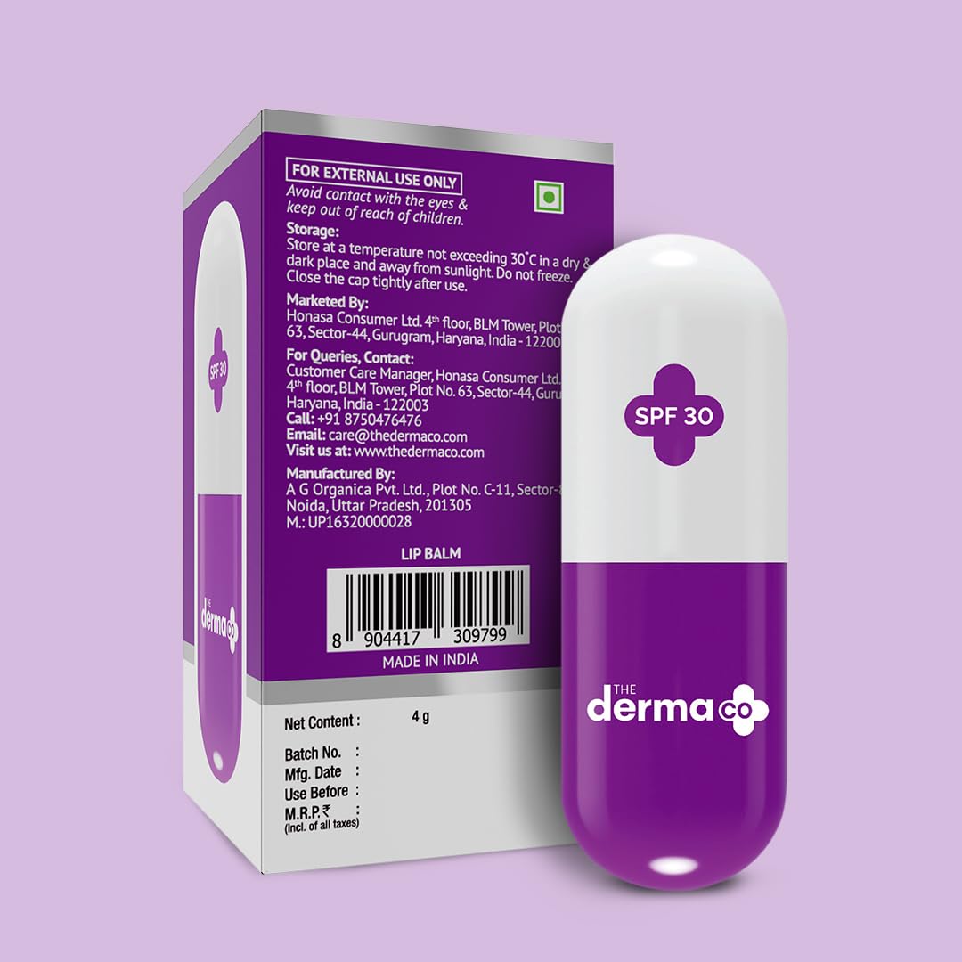 The Derma Co 1% Ceramide Complex Lip Balm with Ceramides & Vitamin E, SPF 30 PA++ for Dry & Chapped Lips - 4g BEAUTY BUMBLE