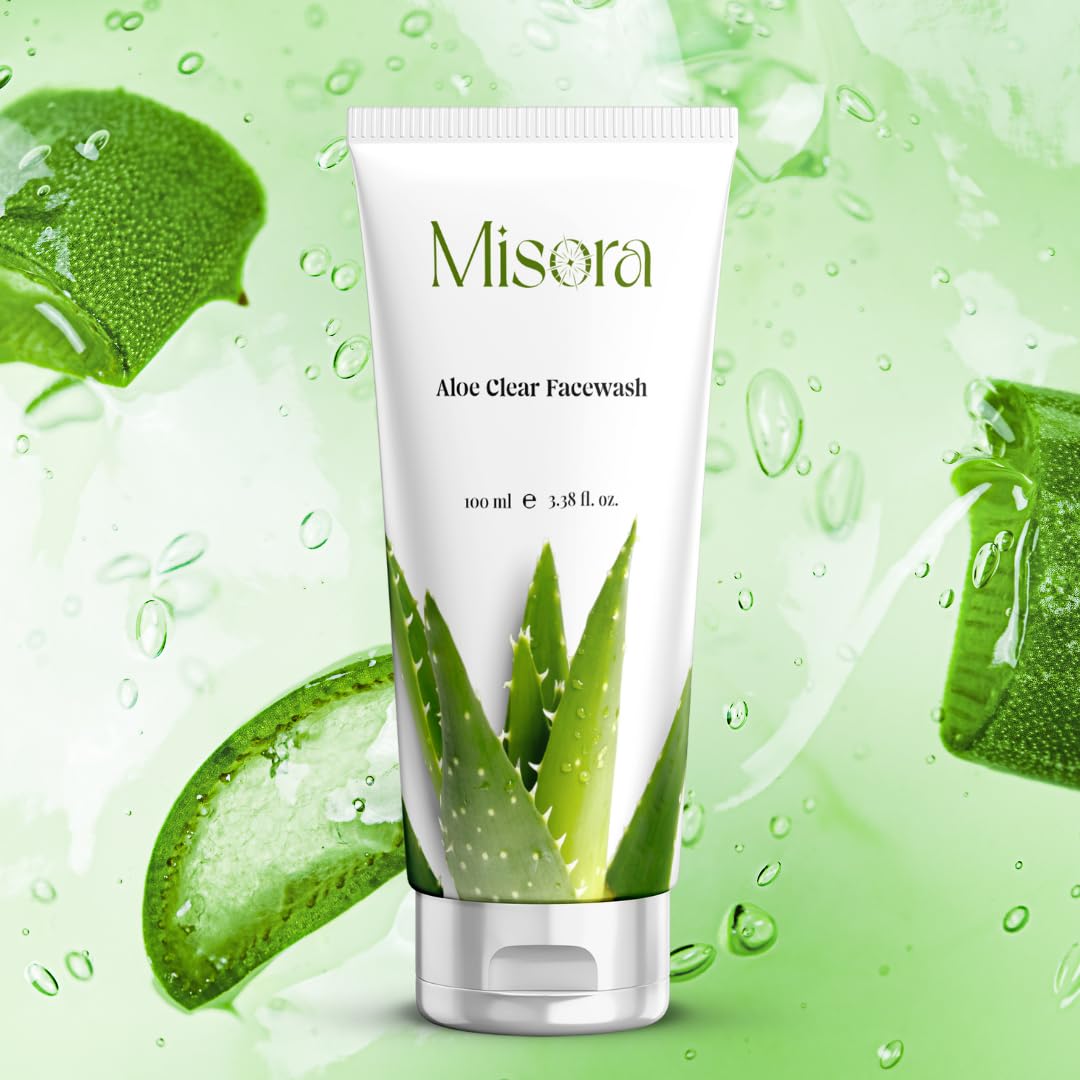 Misora Aloe Clear Face Wash With olive oil, Turmeric & Aloevera | Refreshing, Gentle Cleanser with Pure Aloe Vera for Clear, Hydrated & Healthy Skin | Perfect for Oily, Dry & Combination Skin | 100ml MISORA