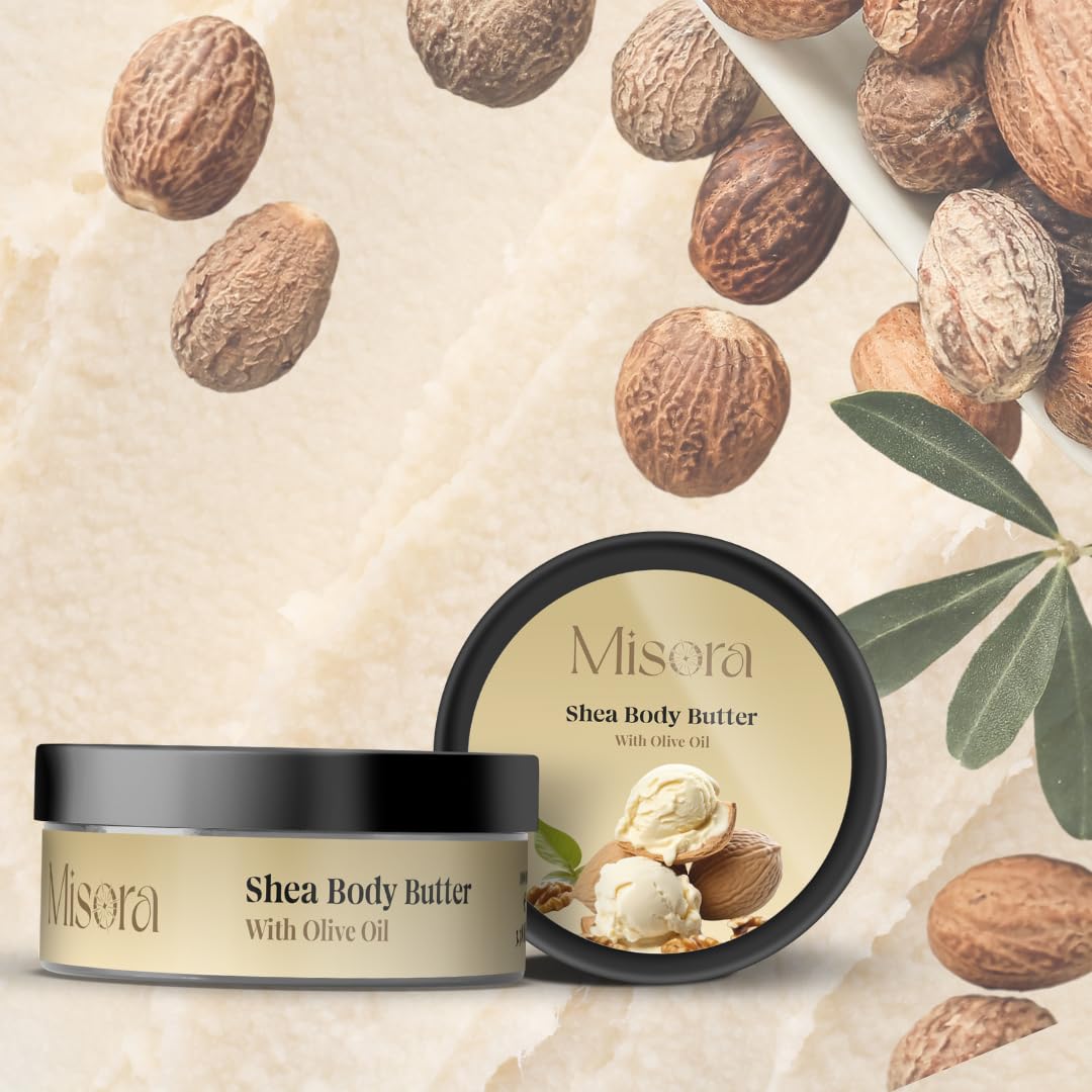 Misora Shea Body Butter for Deep Moisturization, Skin Repair & Hydration | All-Natural, Organic, Nourishing & Soothing for Dry Skin | Perfect for Sensitive Skin, Anti-Aging, and Softness | 100ml MISORA