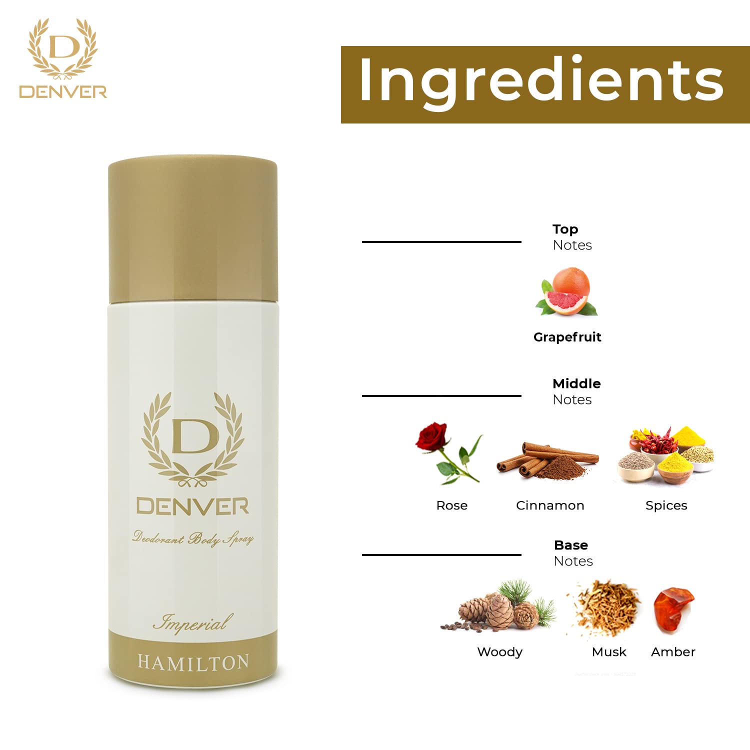 Denver Hamilton Imperial Deodorant Body Spray for Men 165 ml Beauty Bumble