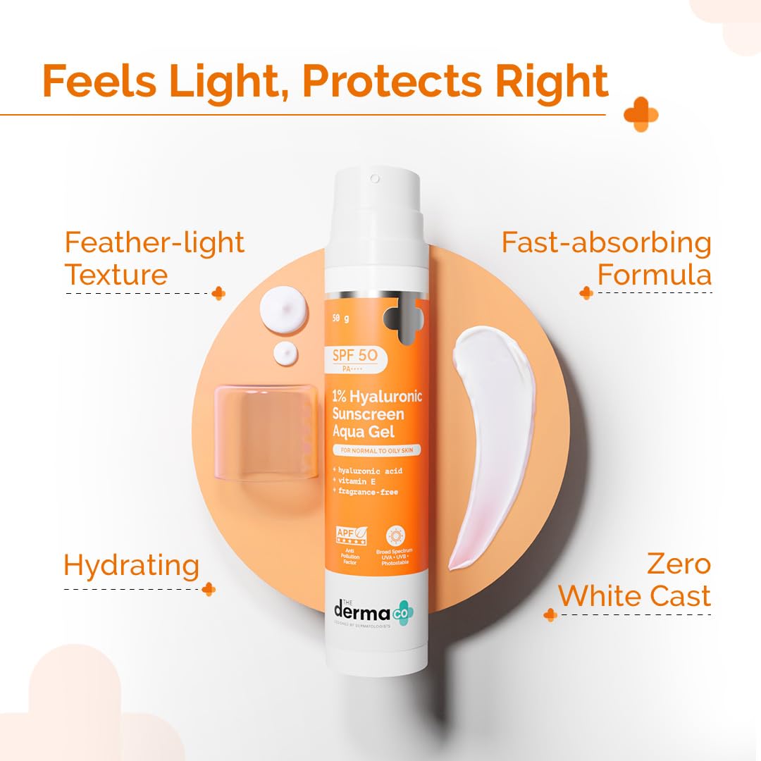 Derma Co 1% Hyaluronic Sunscreen Aqua Gel SPF 50 PA++++ 50G The Derma Co