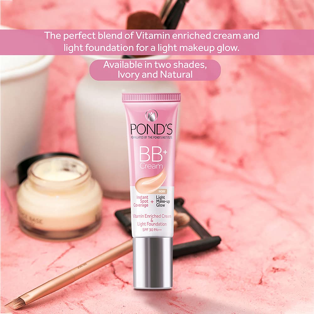 POND'S BB+ Cream, Instant Spot Coverage + Light Make-up Glow, Ivory 18g Beauty Bumble