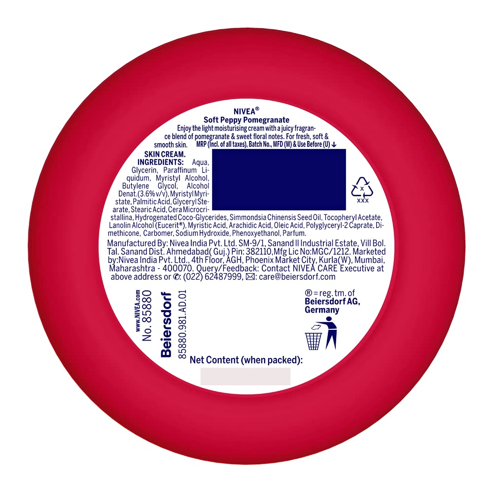NIVEA SOFT LIGHT MOISTURIZER PEPPY POMEGRANATE  100ML NIVEA