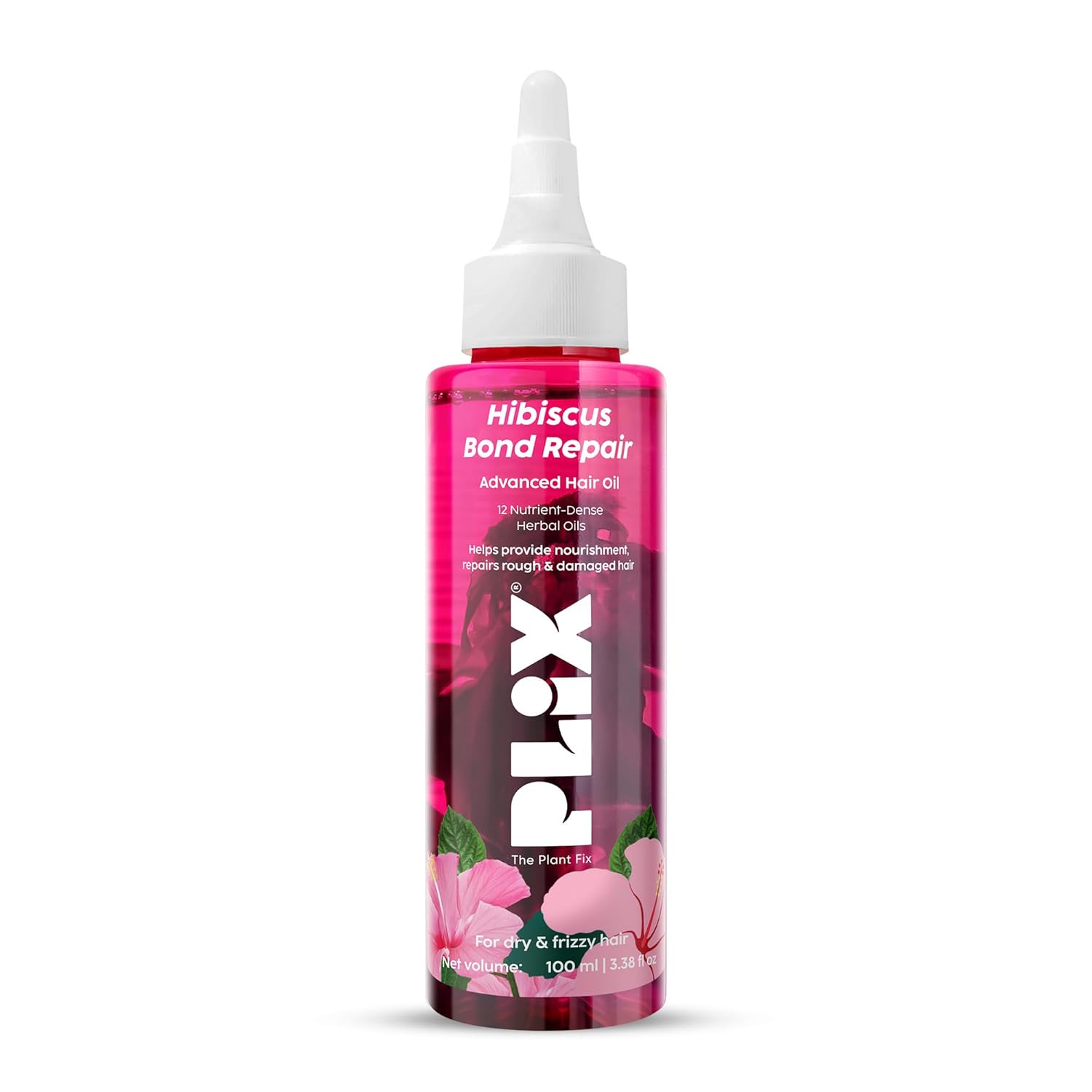 PLIX - THE PLANT FIX Hibiscus Bond Repair Advanced Hair Oil for Damaged Hair - 100ml | Repairs Damaged Hair Due To Heat Styling | Restores Strength & Reduces Breakage PLIX