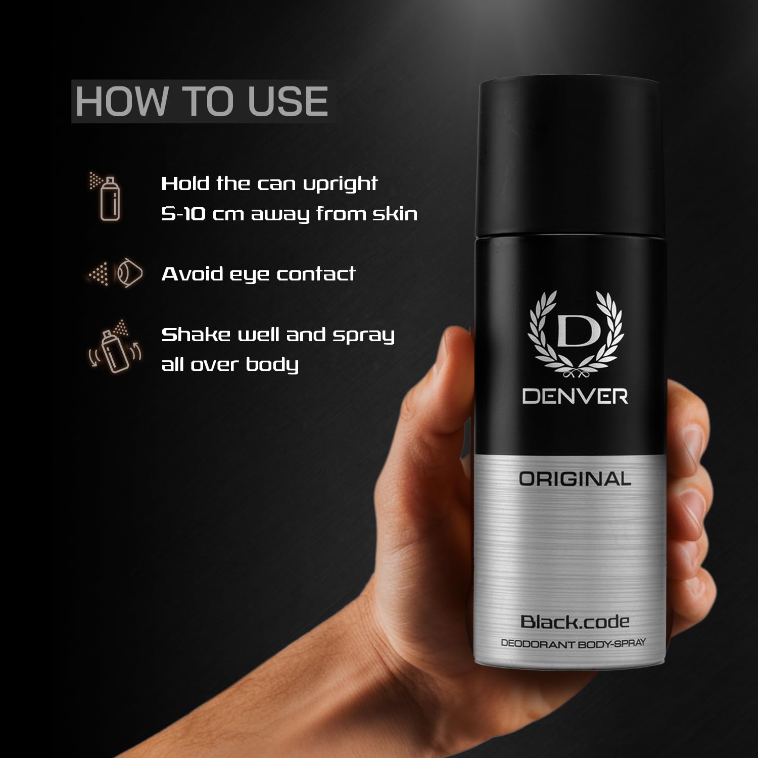 DENVER Black Code Original Deodorant - 200ML | Long Lasting Deo Body Spray for Men Beauty Bumble