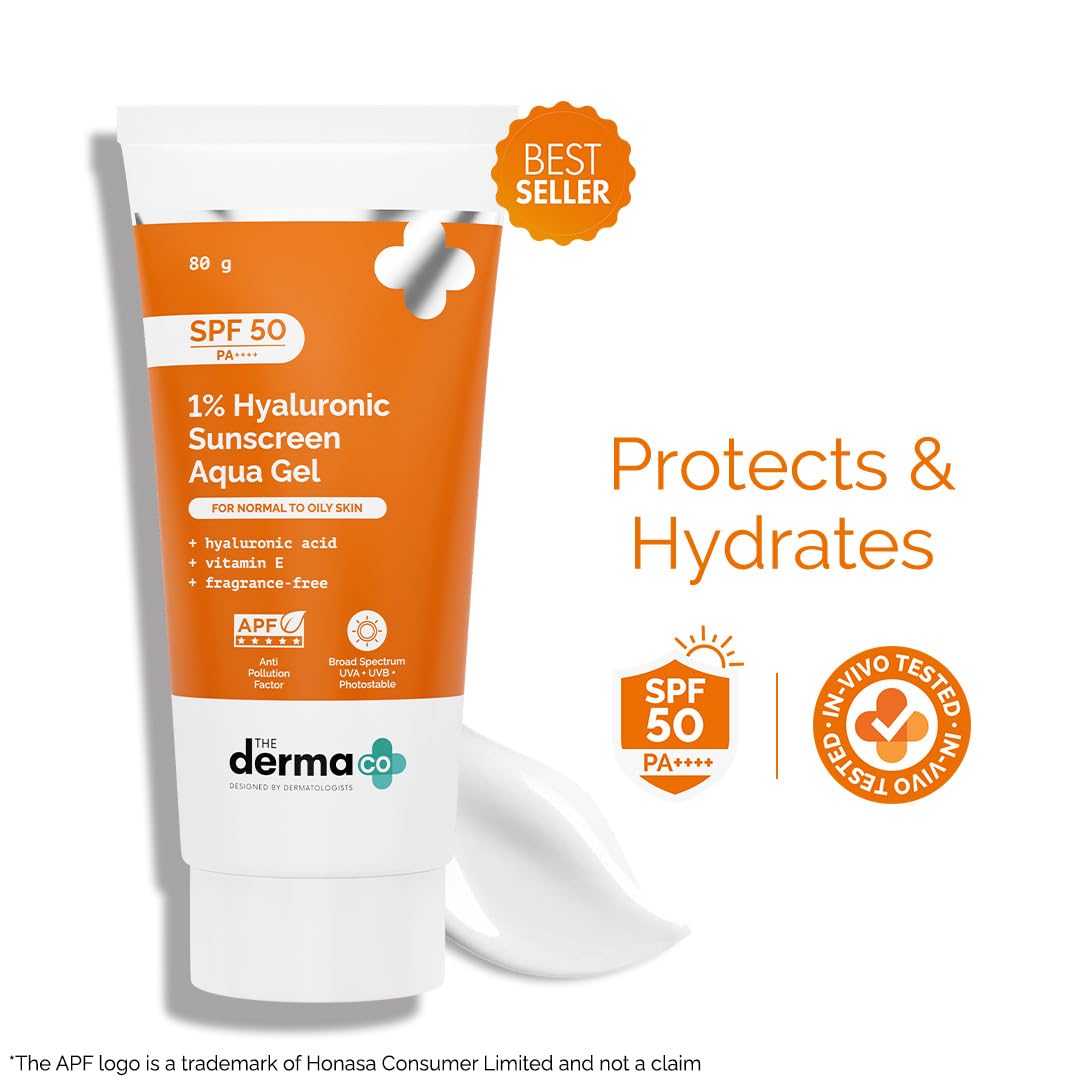Derma Co 1% Hyaluronic Sunscreen Aqua Gel SPF50 80G The Derma Co