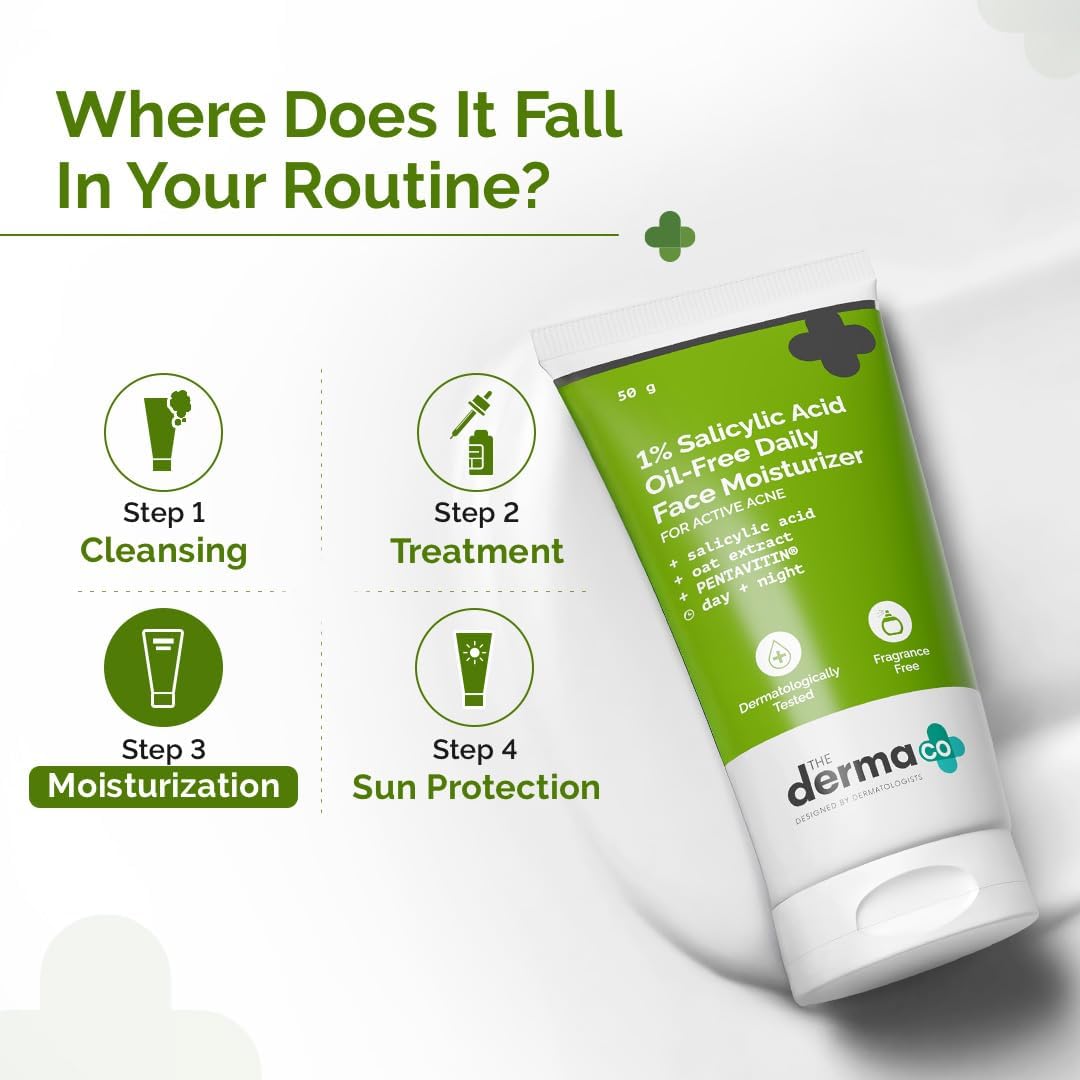 Derma Co 1% Salicylic Acid Oil-Free Moisturizer For Face With Oat Extract - 50G The Derma Co
