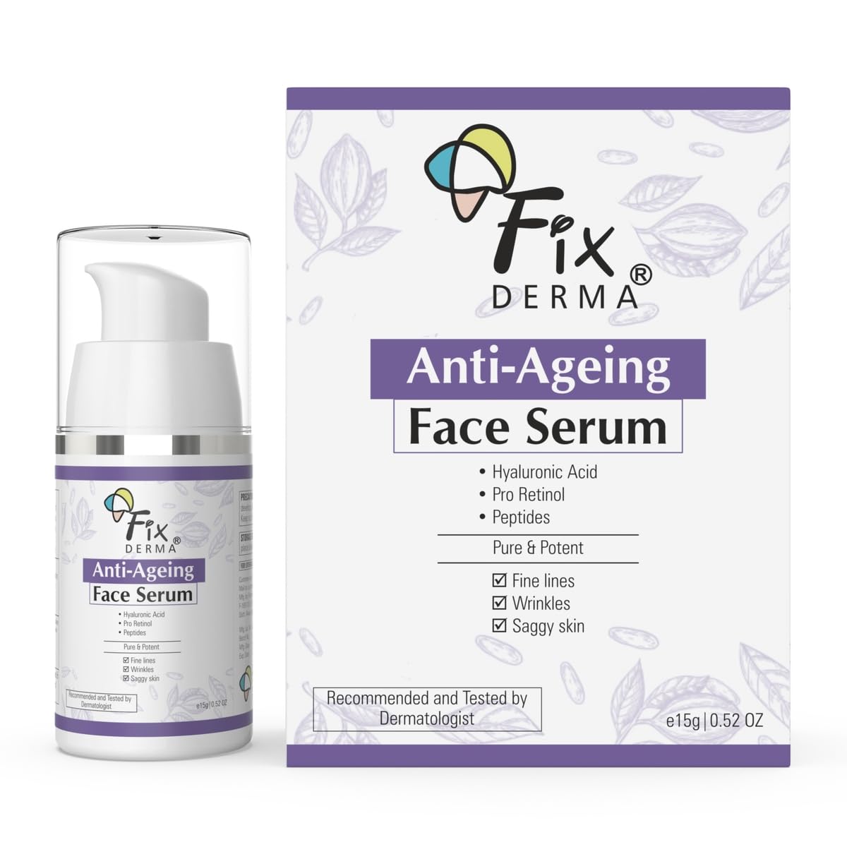 Fixderma Hyaluronic Acid Serum for Anti Ageing with Pro Retinol Serum for Face | Anti Ageing Serum for Fine Lines & Wrinkles | Face Serum for Men & Women | Face Serum for for all Skin Types - 15g FIX DERMA