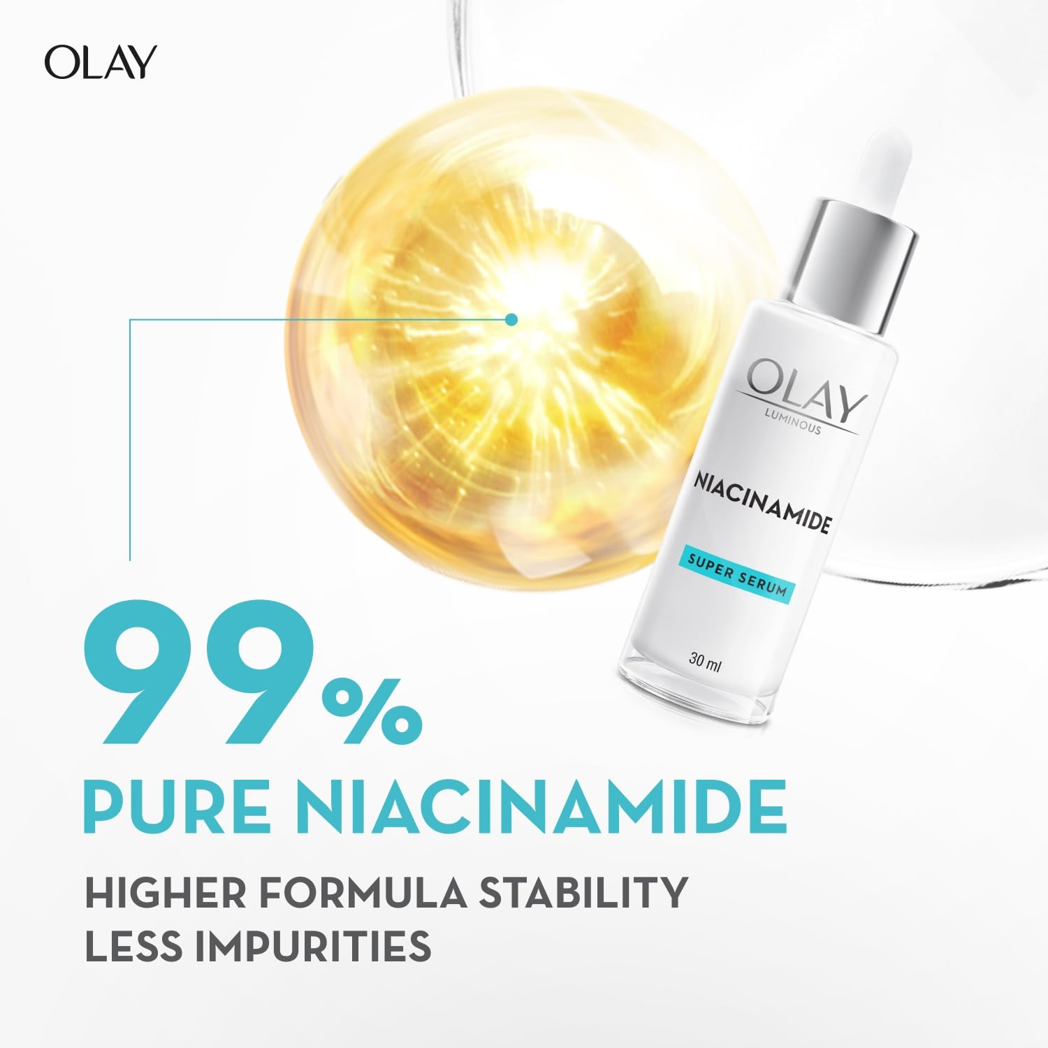 Olay Face Serum | Clear and Even Skin | Fights Dullness and Provides Radiant Glow| Normal, Oily, Dry, Combination Skin | Paraben and Sulphate Free (30ml, Niacinamide) Olay