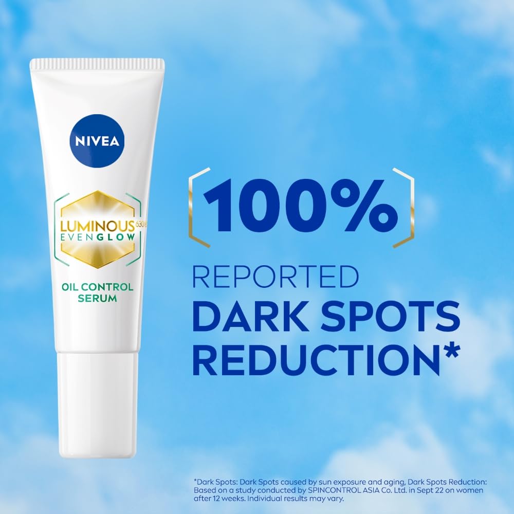 NIVEA Luminous Even Glow Oil Control Face Crème & Moisturiser Serum with Thiamidol (60X more effective than Vitamin C), Salicylic Acid, Hyaluronic Acid, Green Tree extracts for Dark Spots Reduction & Hydration| 10ml NIVEA