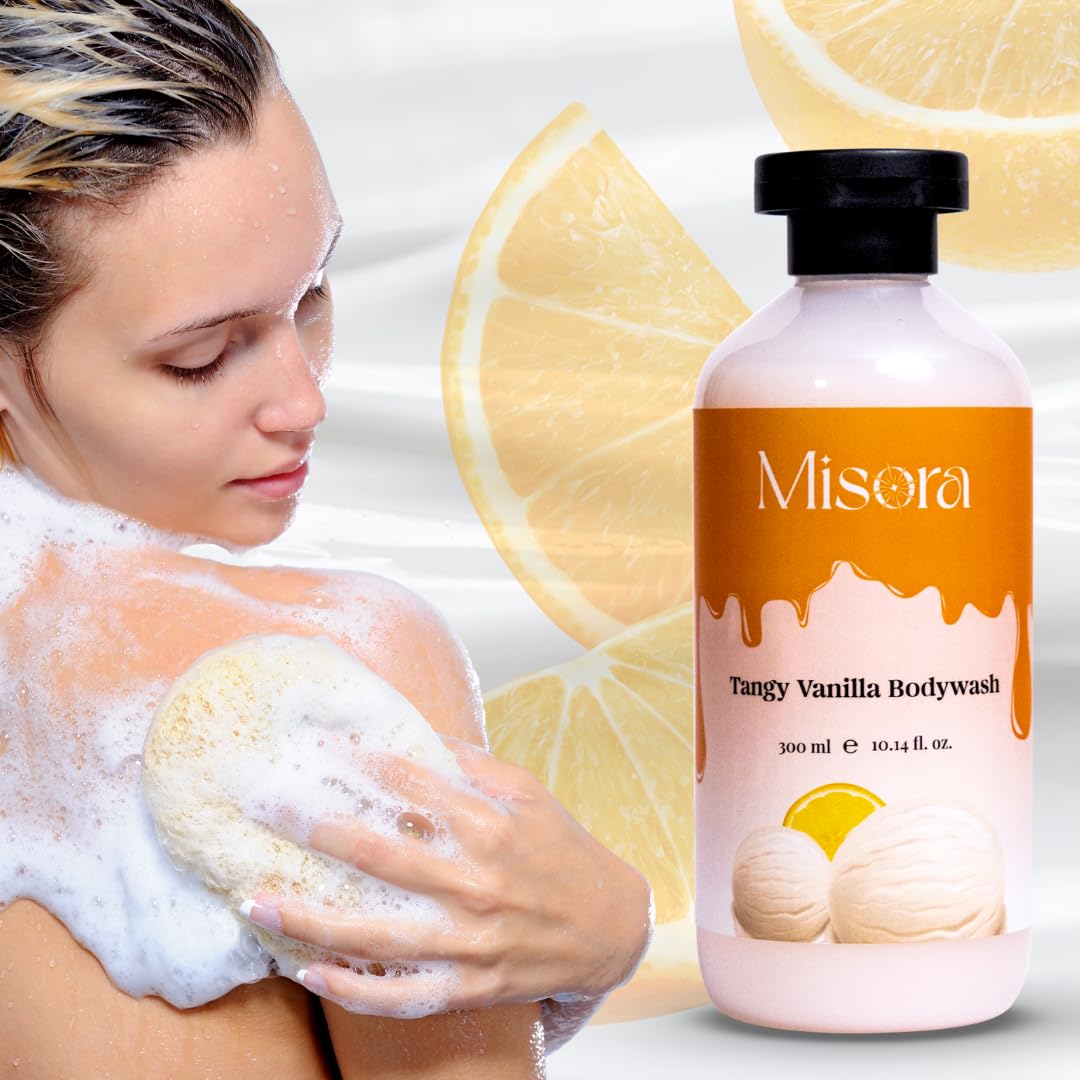 Misora Tangy Vanilla Bodywash | Refreshing & Moisturizing Daily Cleanser with Rich Vanilla | Deep Hydrating Formula for Soft, Smooth & Nourished Skin For Long-Lasting Fragrance & Freshness | 300ml MISORA