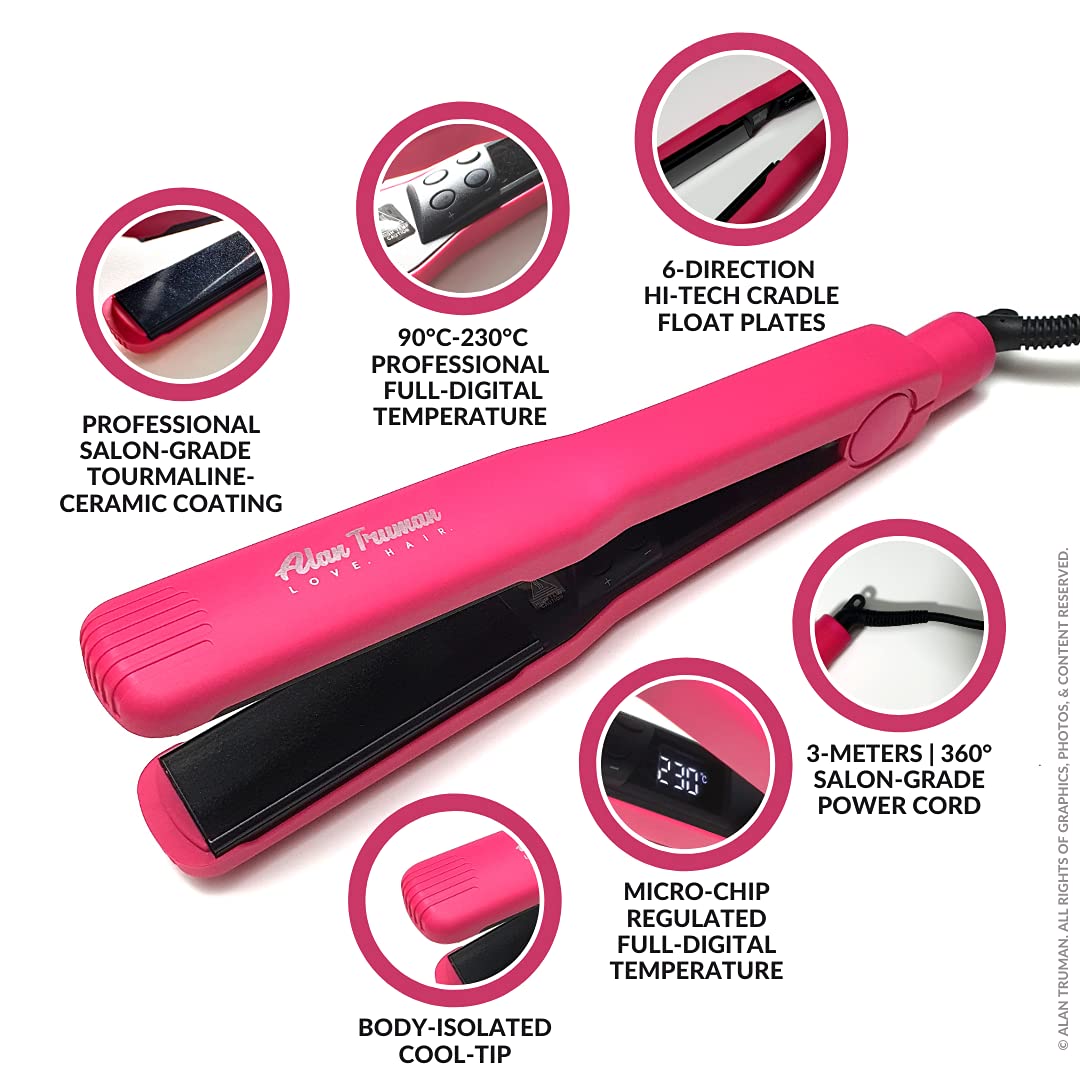 ALAN TRUMAN Hot Pink Styler Hair Straightener ALAN TRUMAN